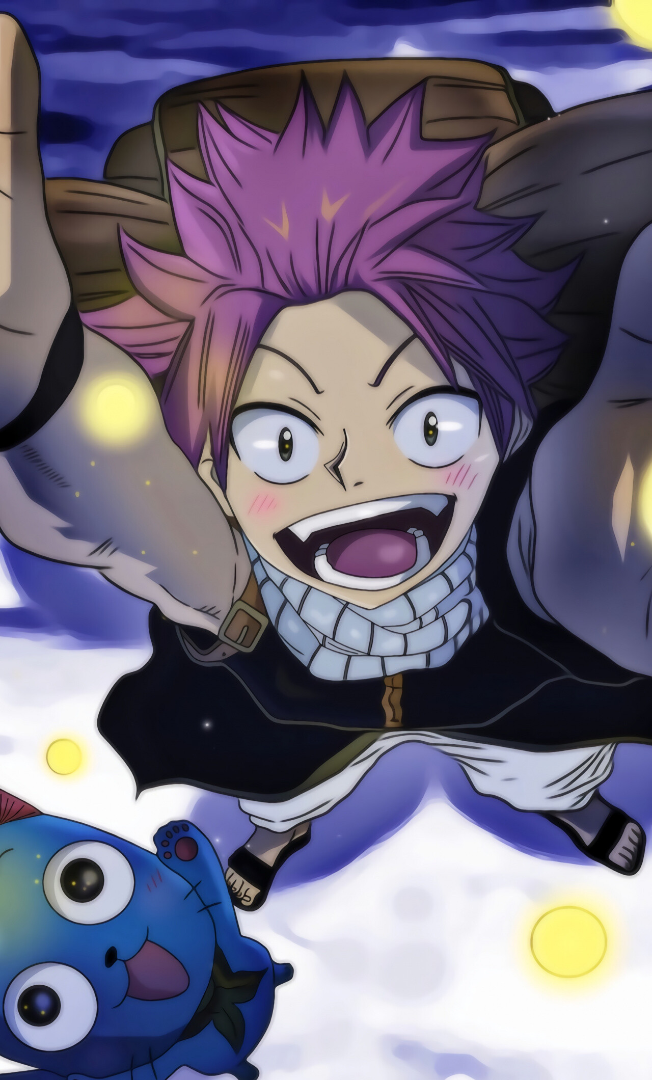 Fairy Tail: Natsu Dragneel, a demon who was sent 400 years from the past by his brother, Zeref Dragneel. 1280x2120 HD Background.