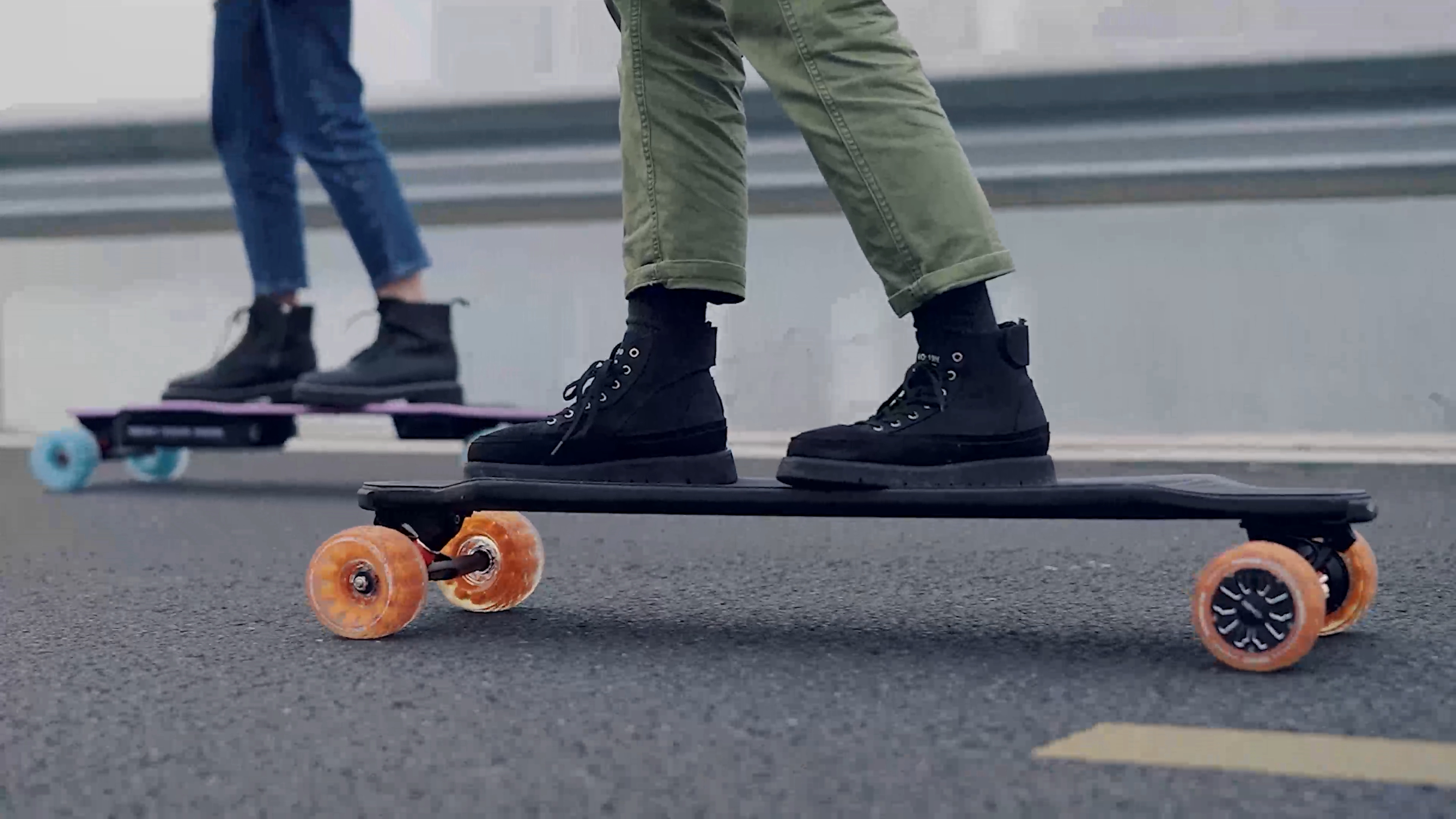 Electric skateboard longboard, Damping foamies core, All terrain wheels, Blue edition, 3840x2160 4K Desktop