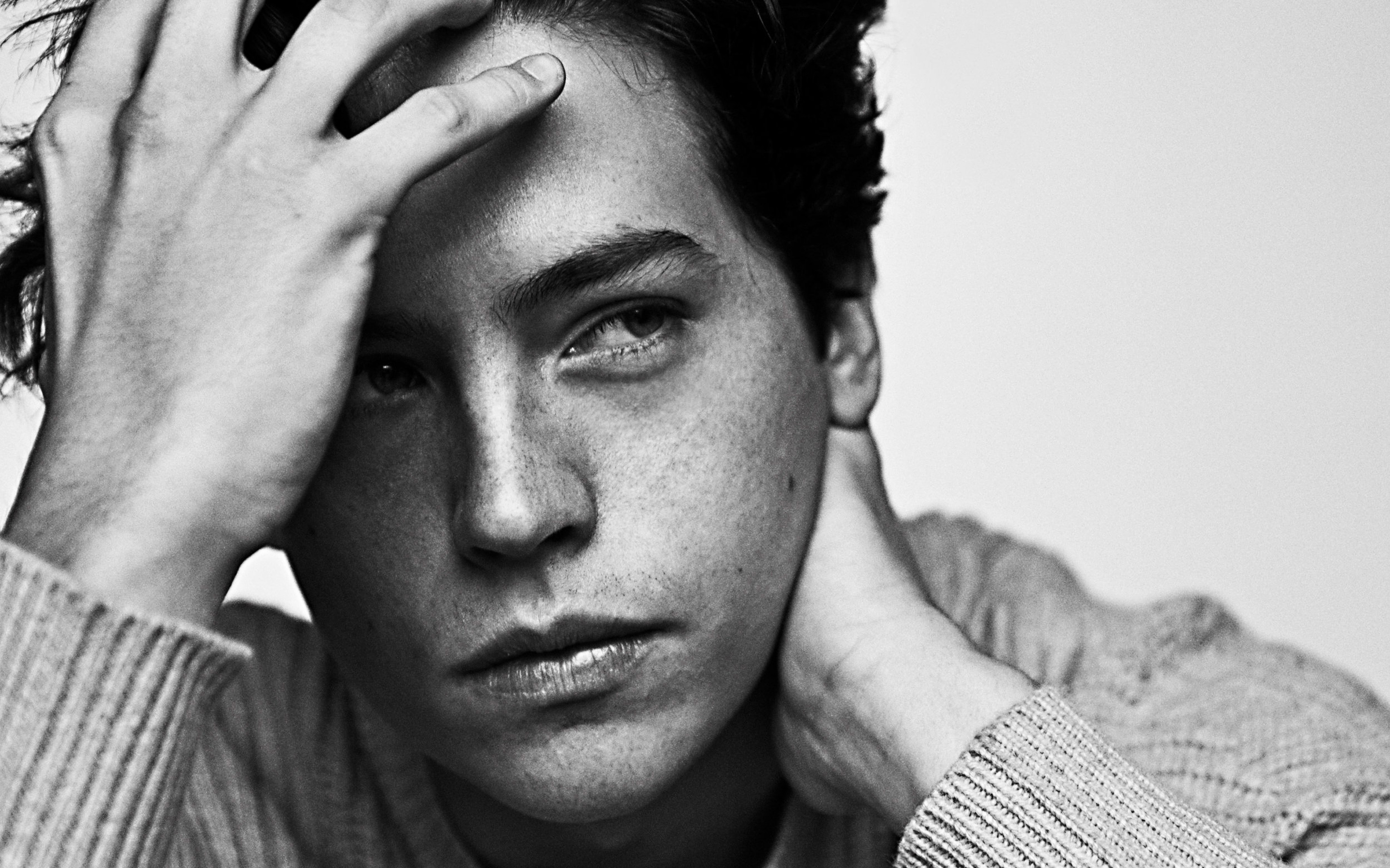 Cole Sprouse TV shows, Portrait photoshoot, Monochrome style, High-quality wallpapers, 2880x1800 HD Desktop