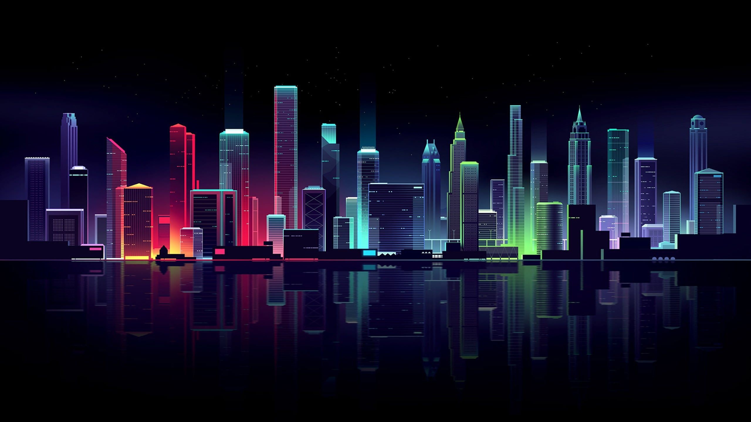 Neon skyline, Travels, Syberpunk ideas, 2560x1440 HD Desktop