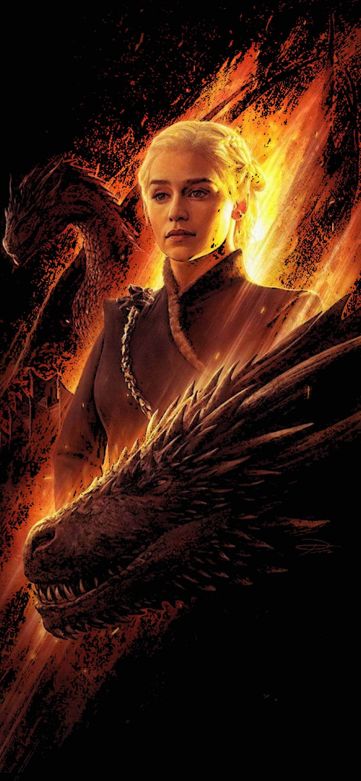 Daenerys Targaryen, Battle for Winterfell, Dragon wallpapers, TV shows, 1250x2690 HD Phone