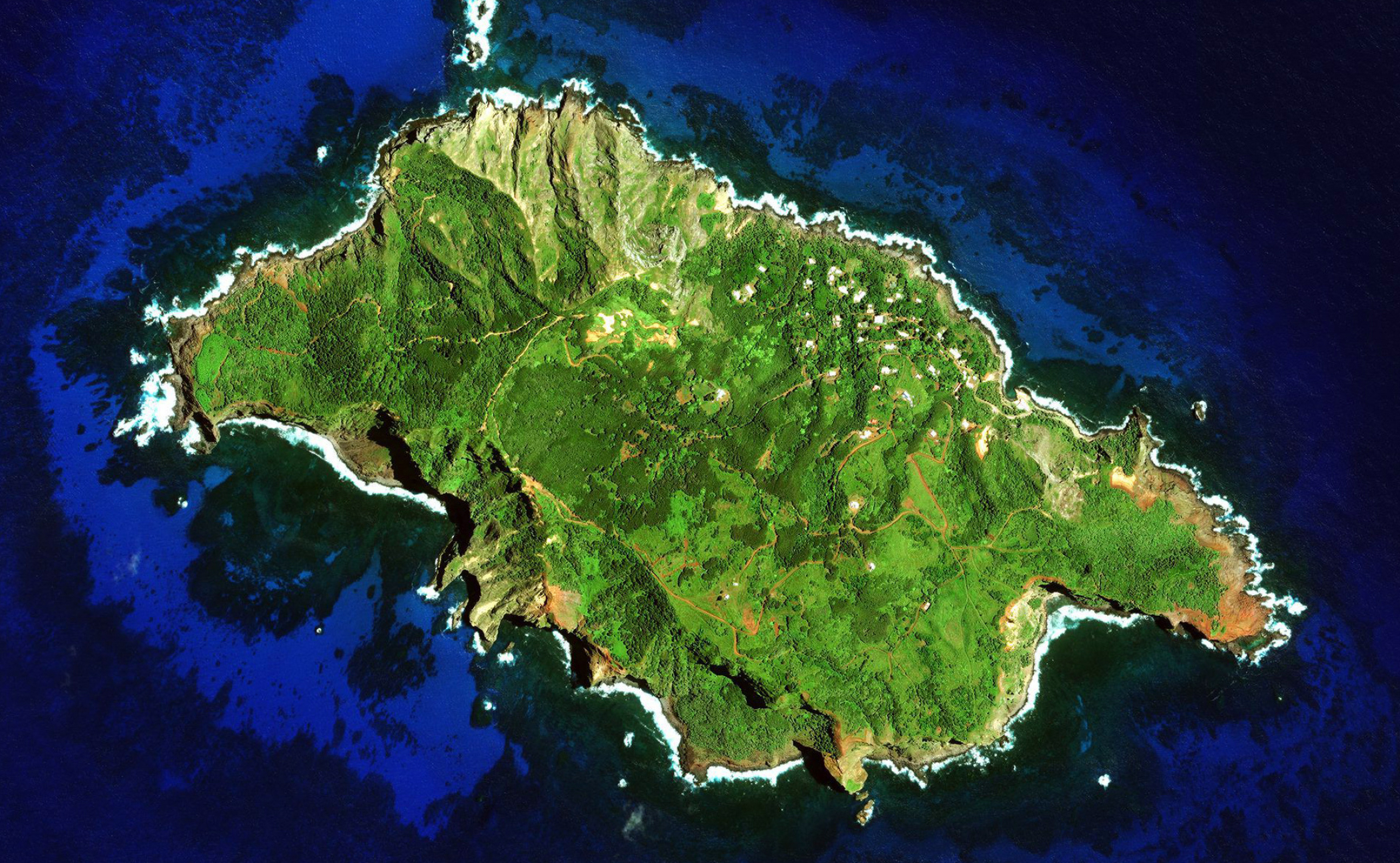 Pitcairn Islands, Free land offer, Freedom surfer dream, Map illustration, 2100x1300 HD Desktop