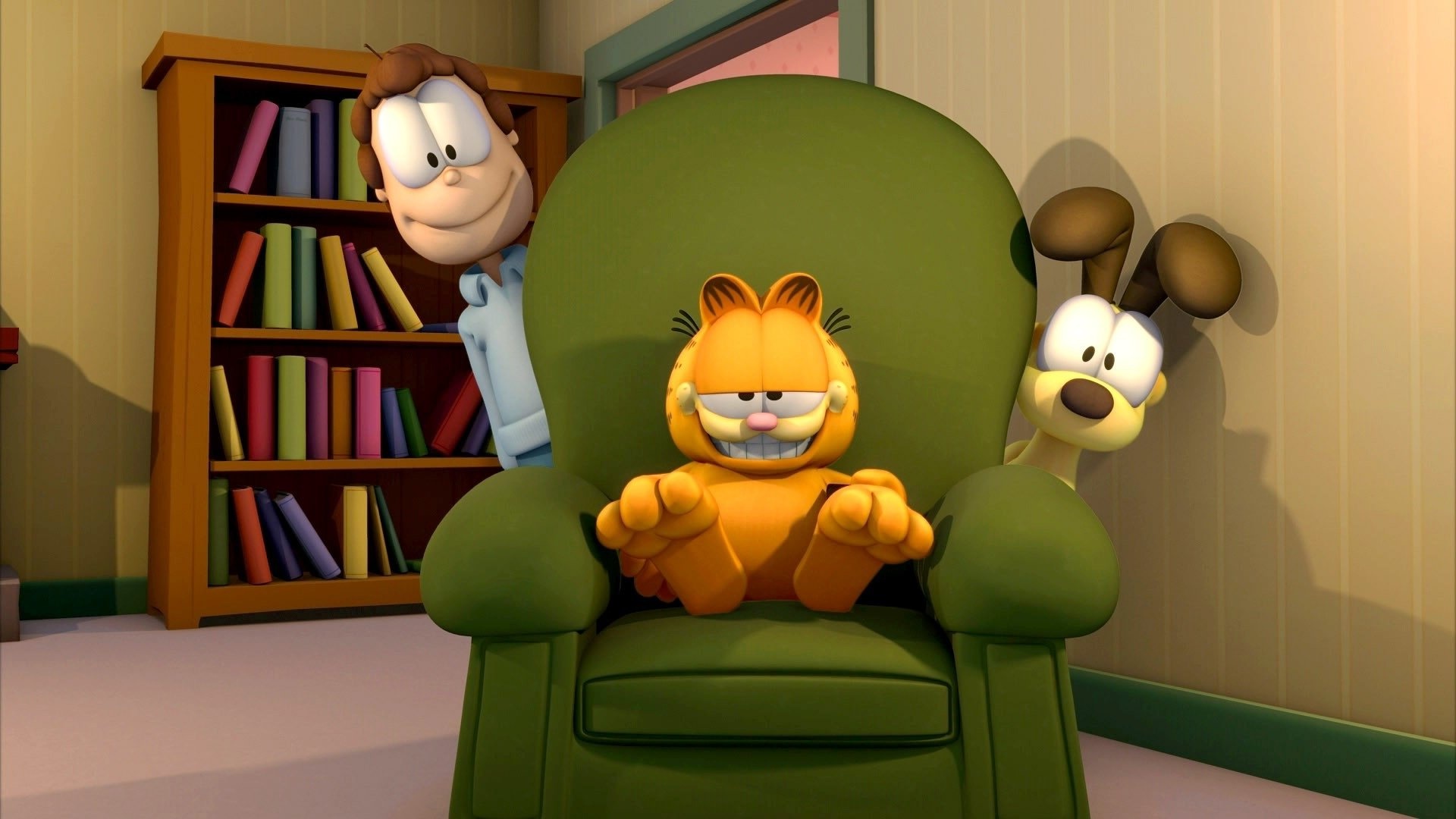 Garfield: A CGI animated television series, Adventures of the orange cat and his owner Jon Arbuckle. 1920x1080 Full HD Background.
