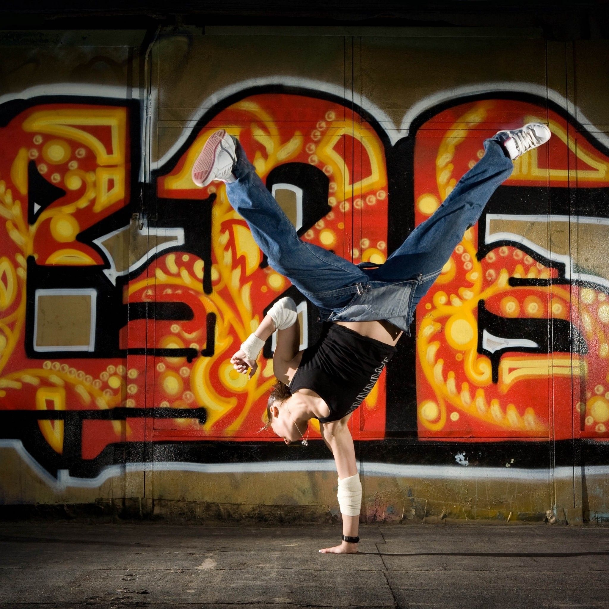 Breakdancing: B-boying, Downrock style in street dance, Athletic dance, Performing arts. 2050x2050 HD Background.
