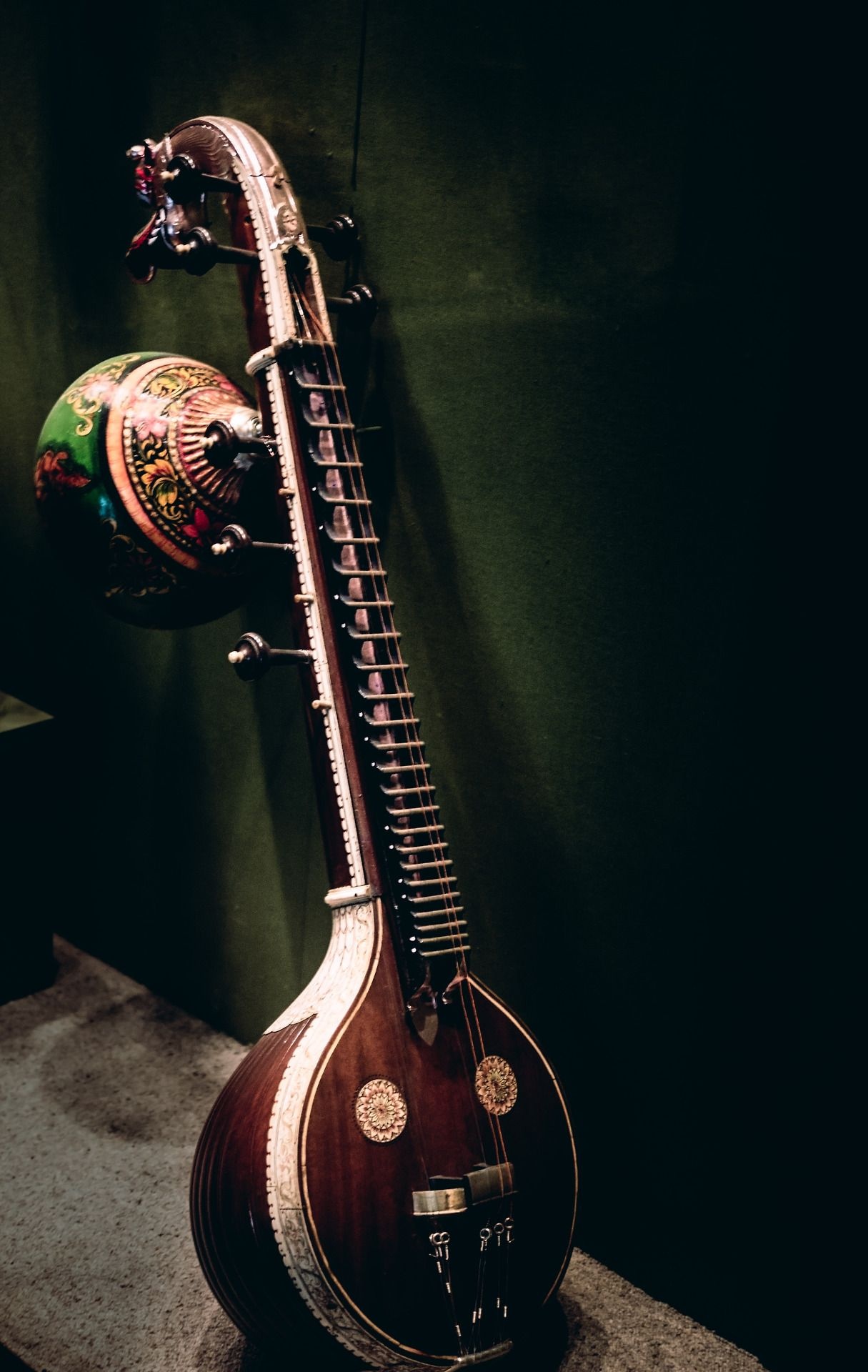 Musical Instruments: A Saraswati Veena, Indian chordophone instrument, Producing pitches in a full three-octave range. 1220x1920 HD Wallpaper.