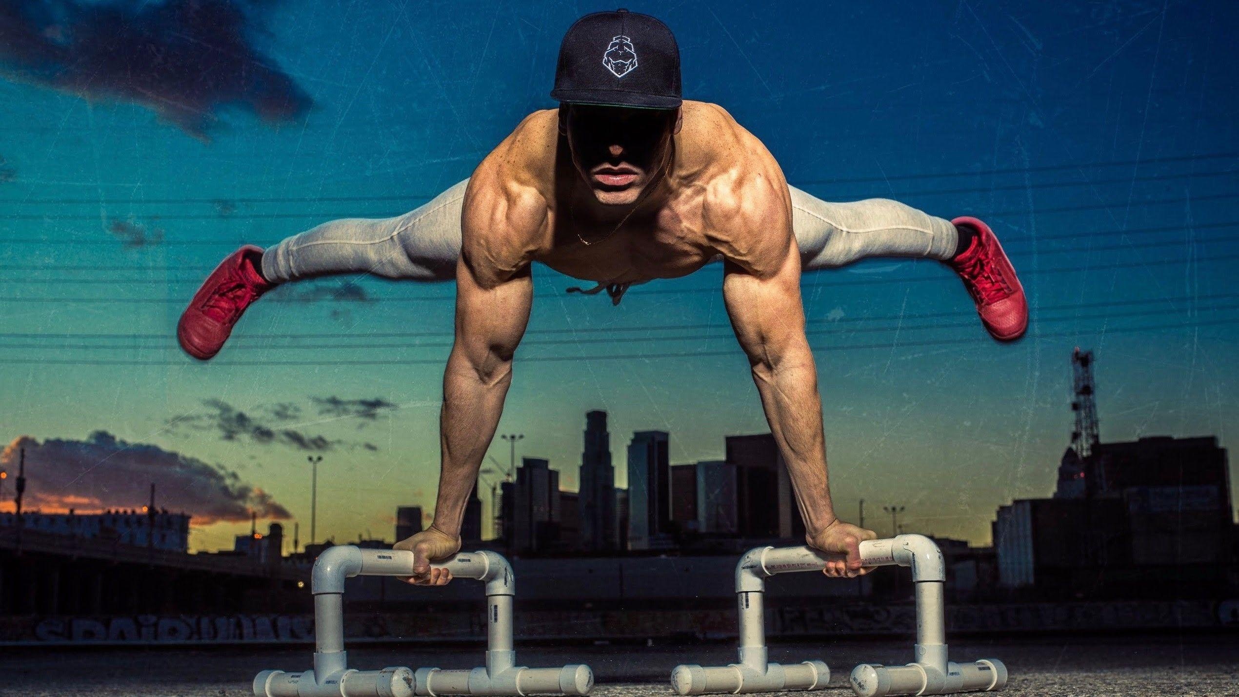 Calisthenics: Street workout and active sport, Gymnastics as a strength training. 2540x1430 HD Background.