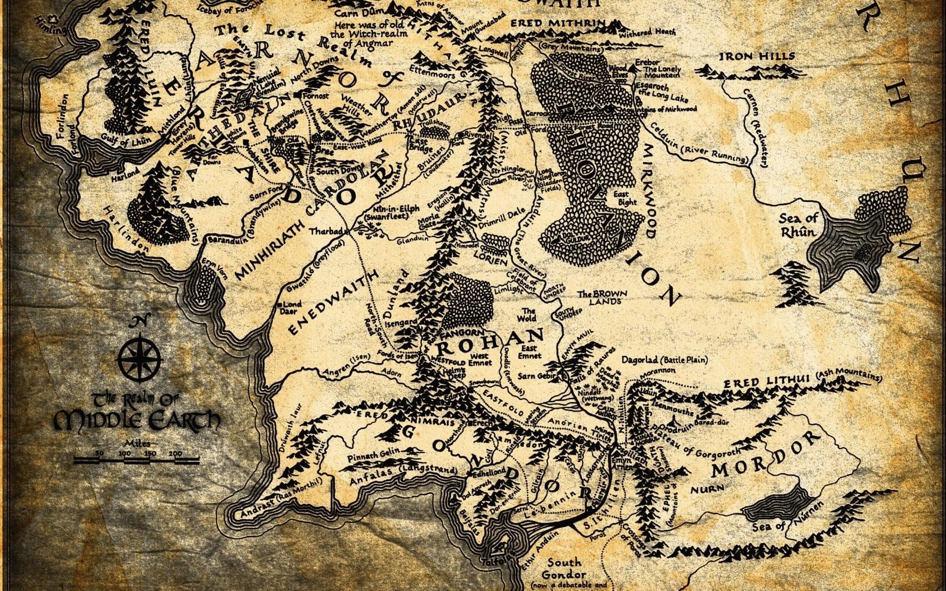 Lord of the Rings Map, Wallpaper, 1920x1200 HD Desktop