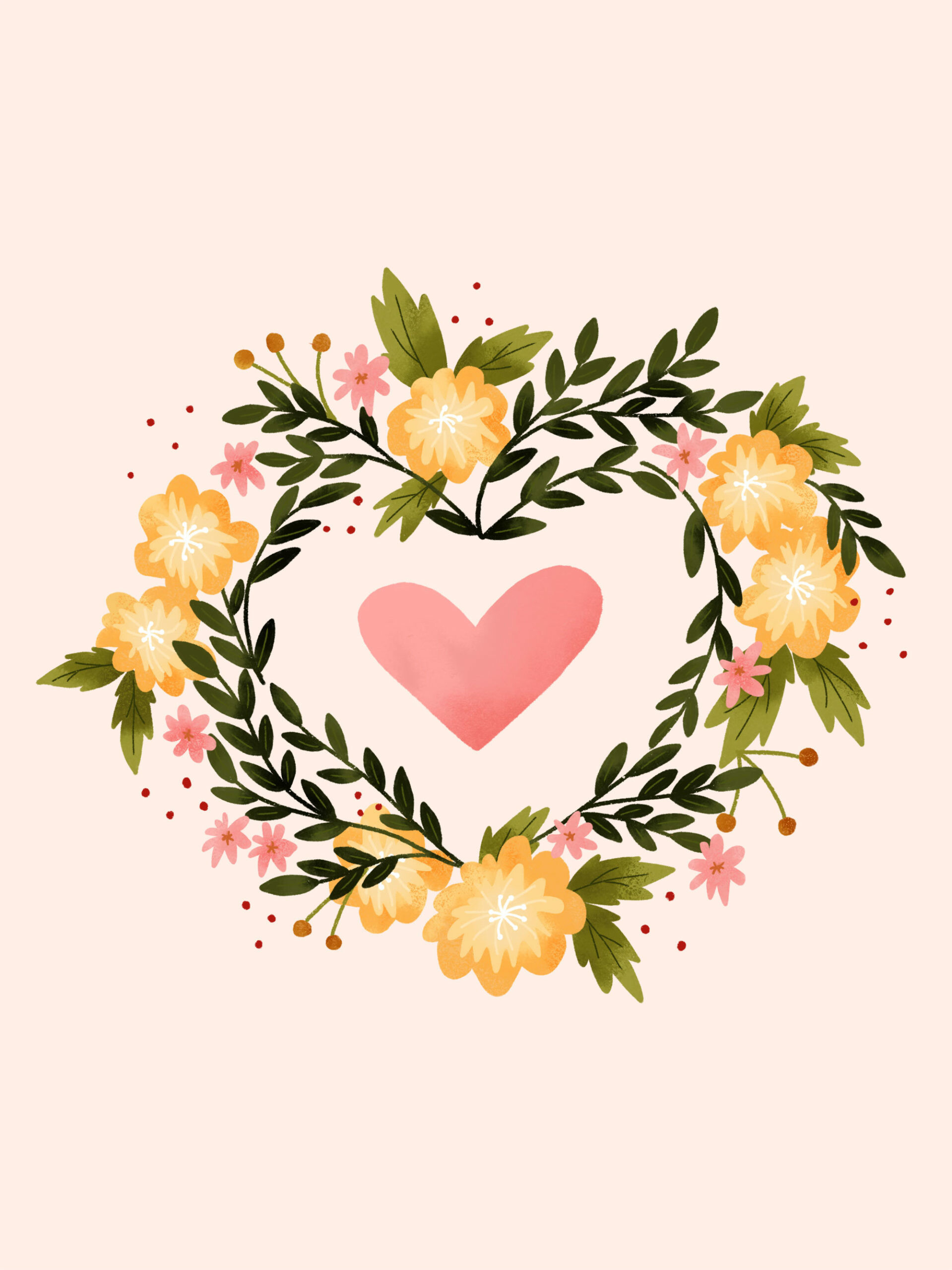Heart wreath, Romantic wallpaper, Love symbol, Emotional gesture, 1920x2560 HD Phone