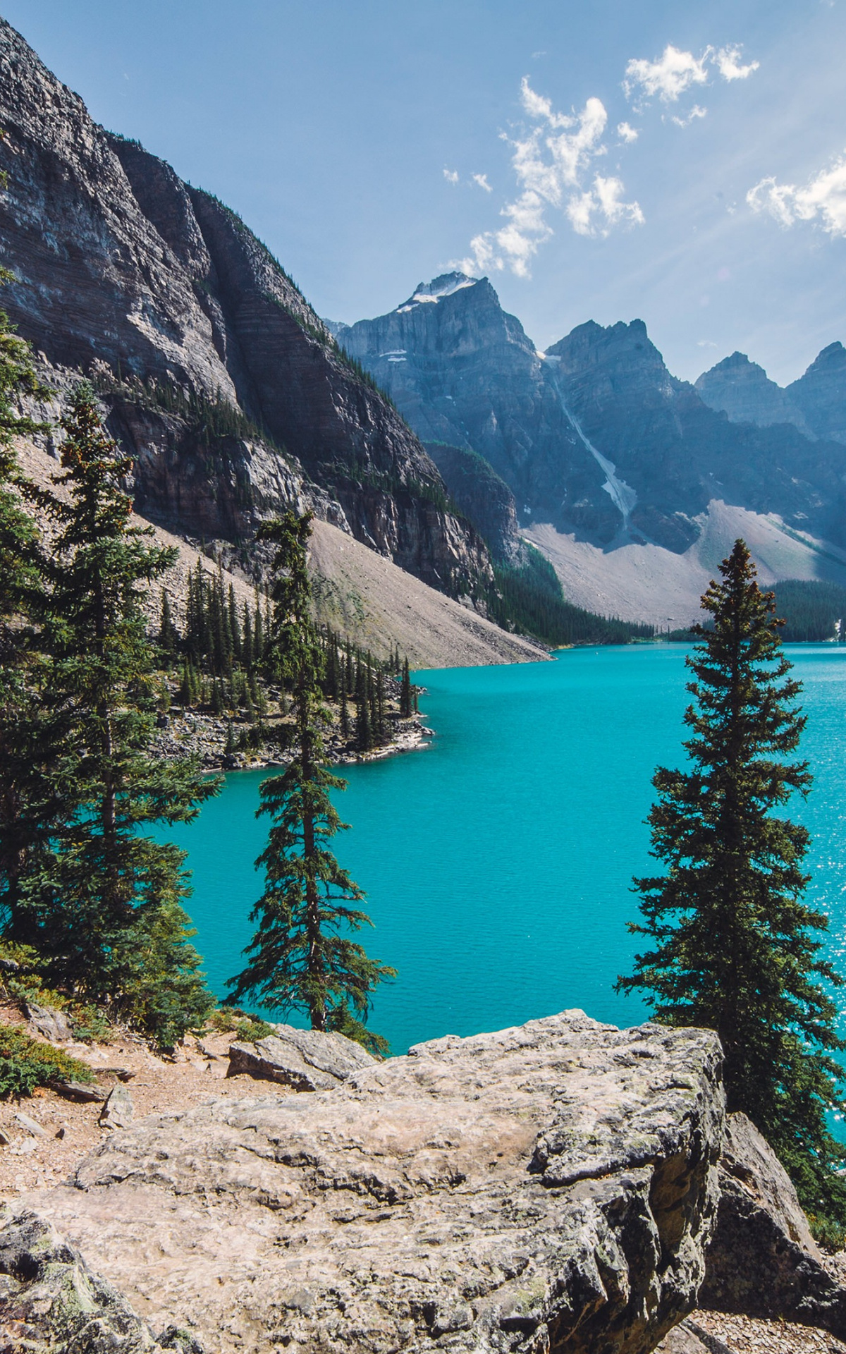 Moraine Lake, Turquoise water, 4K landscape, Captivating nature, 1200x1920 HD Phone