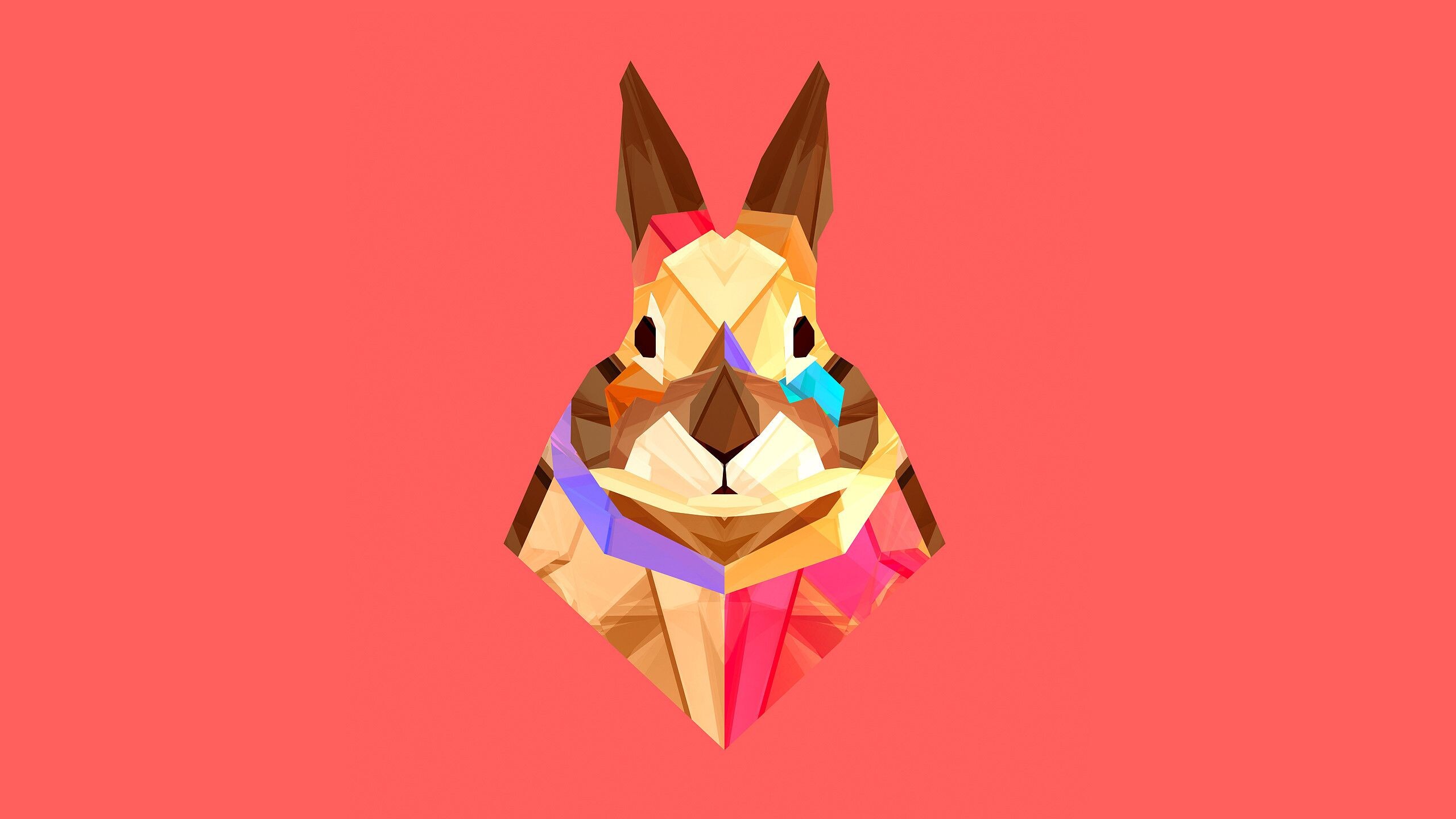 Geometric Animal: Rabbit art, A distinct characteristic of art is the shapes formed by straight lines. 2560x1440 HD Background.