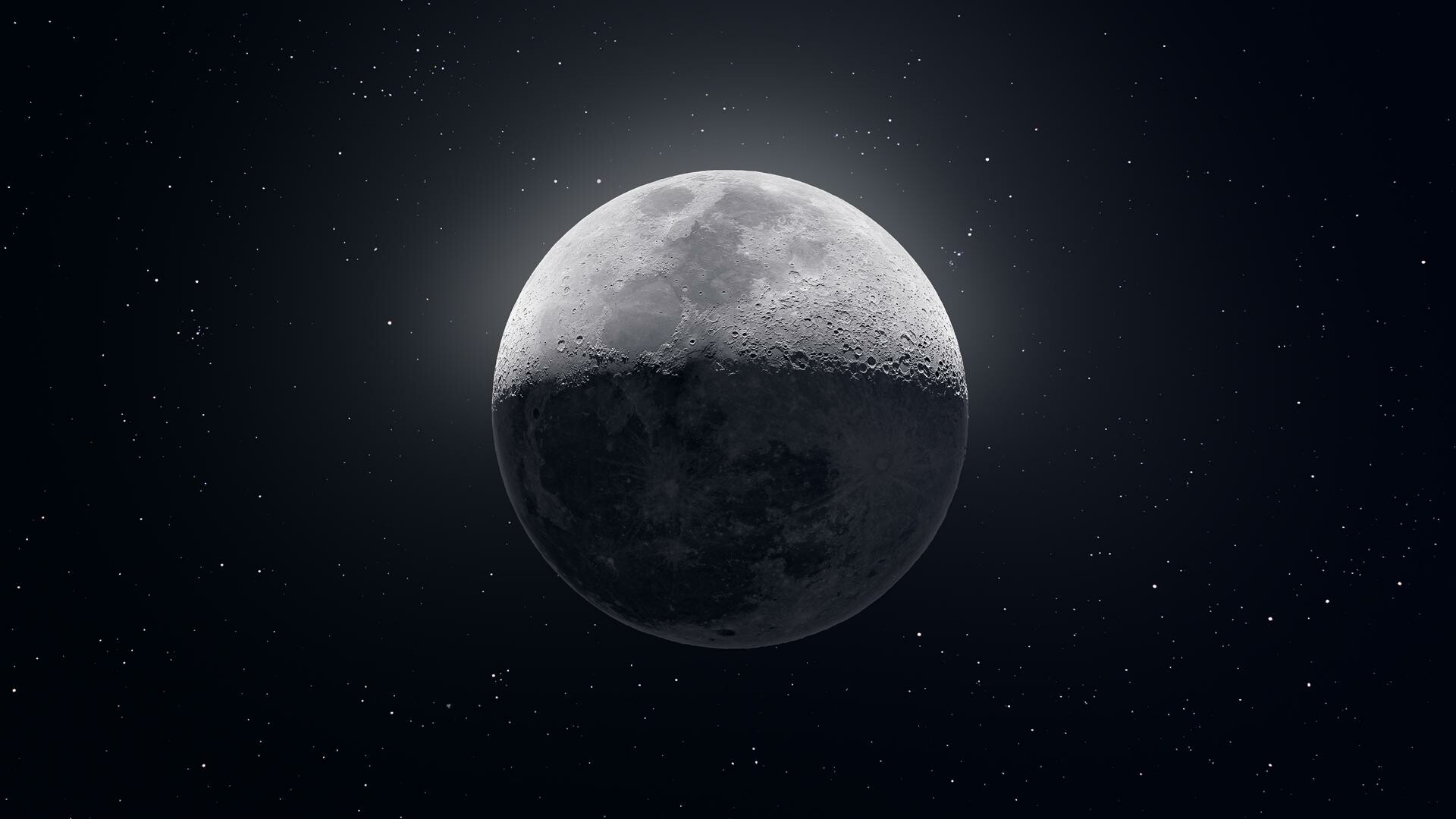 Moonlight: The Moon, Earth's sole natural satellite and nearest large celestial body. 1920x1080 Full HD Background.
