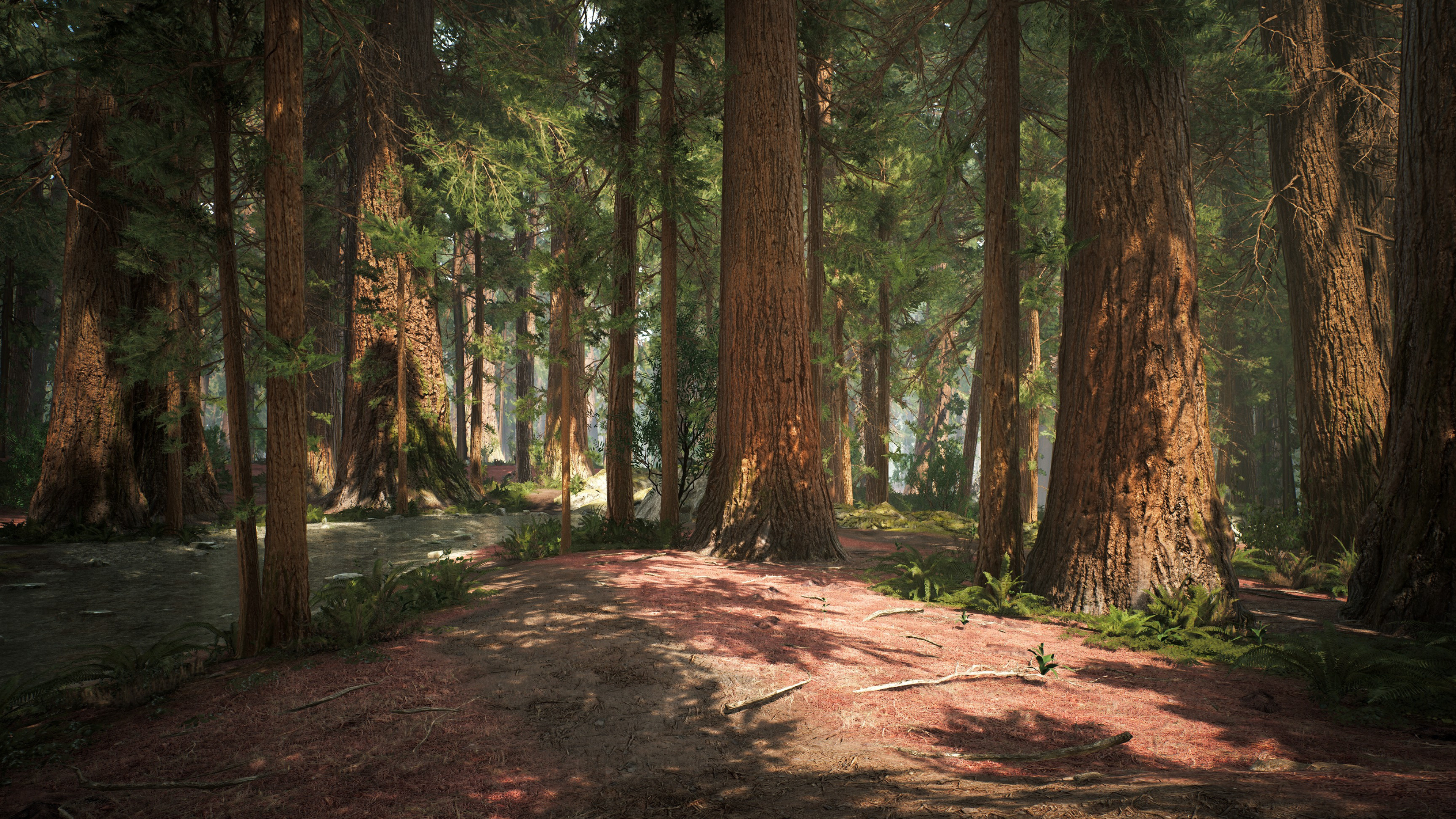 UE4 redwood forest, Virtual reality escapade, Digital wanderlust, Immersive experience, 3840x2160 4K Desktop