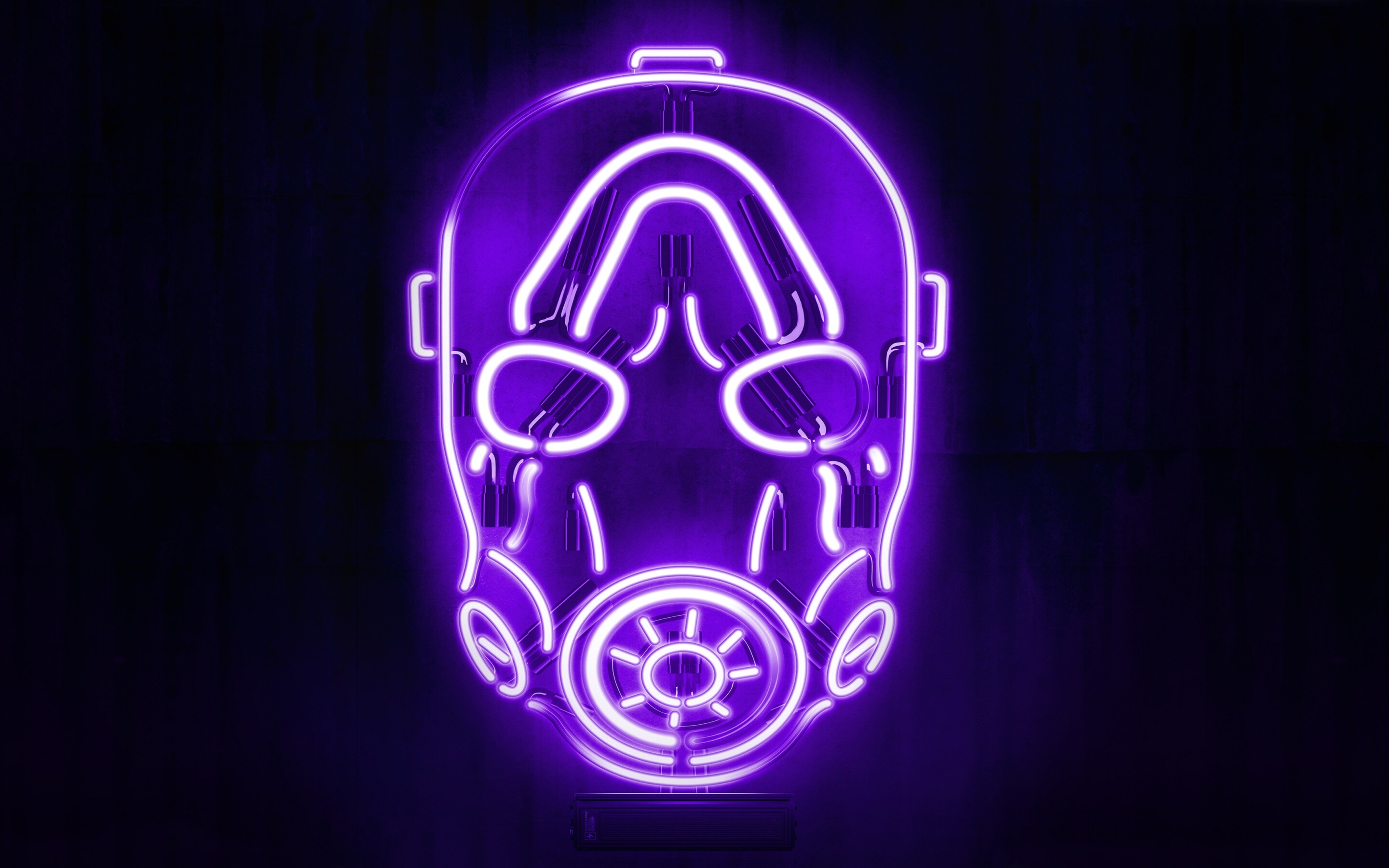Borderlands psycho mask wallpaper, Neon black background, Graphic design, Distinct visual style, 2880x1800 HD Desktop