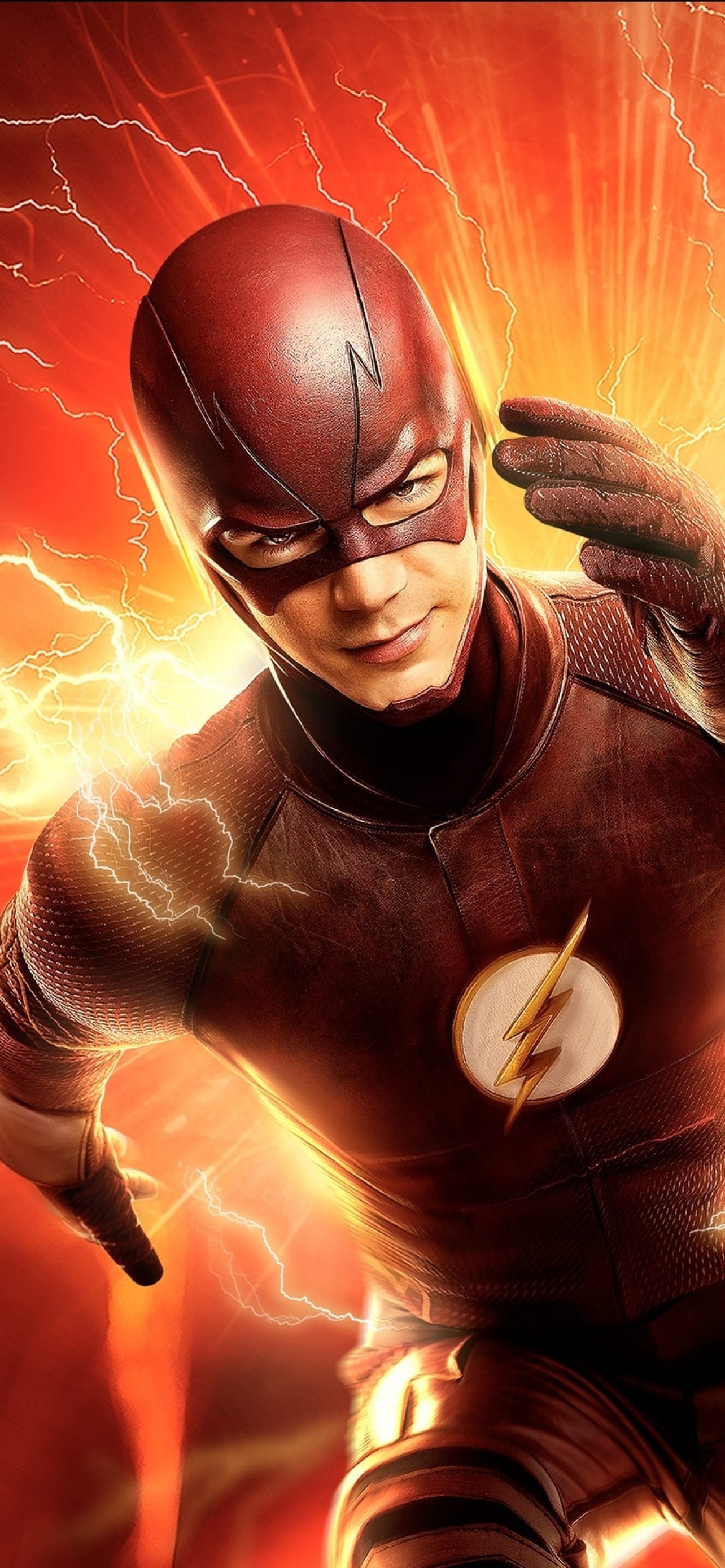 Grant Gustin: The Flash, Barry Allen, TV series, DC Comics, Movies, A speedster, Superhero. 1290x2780 HD Background.