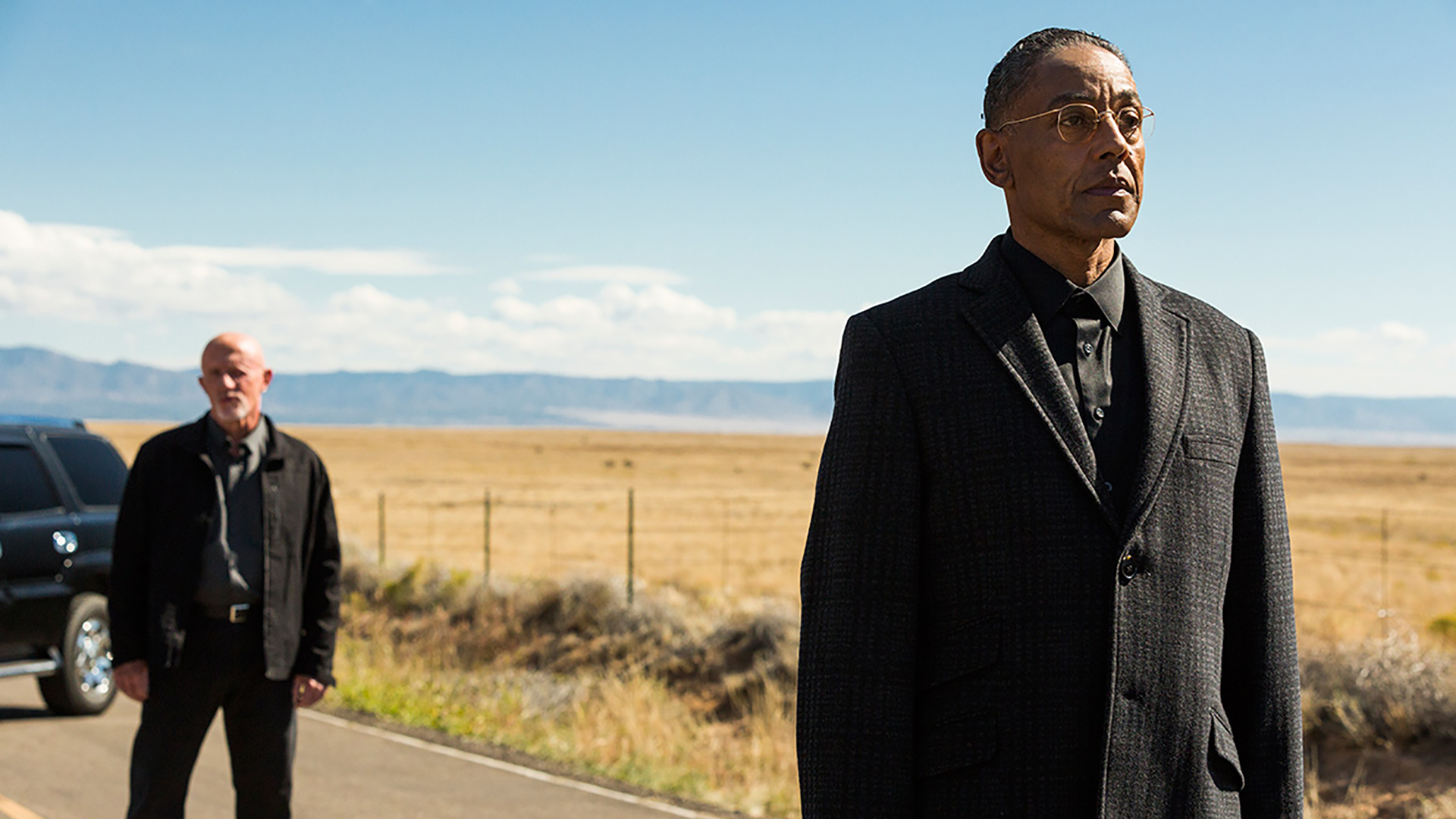Giancarlo Esposito: Gustavo Fring and Mike Ehrmantraut, Breaking Bad, Better Call Saul, AMC crime drama series. 1920x1080 Full HD Background.