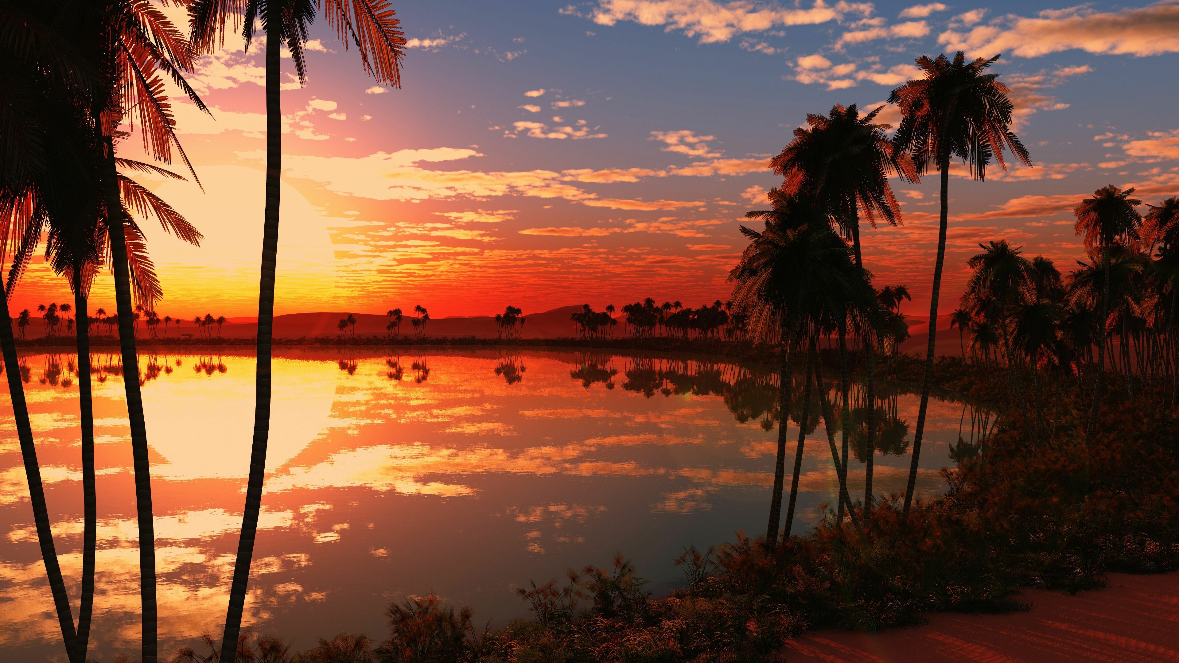 Sunset: The evening twilight, Tropical island, Atmospheric effects. 3840x2160 4K Background.
