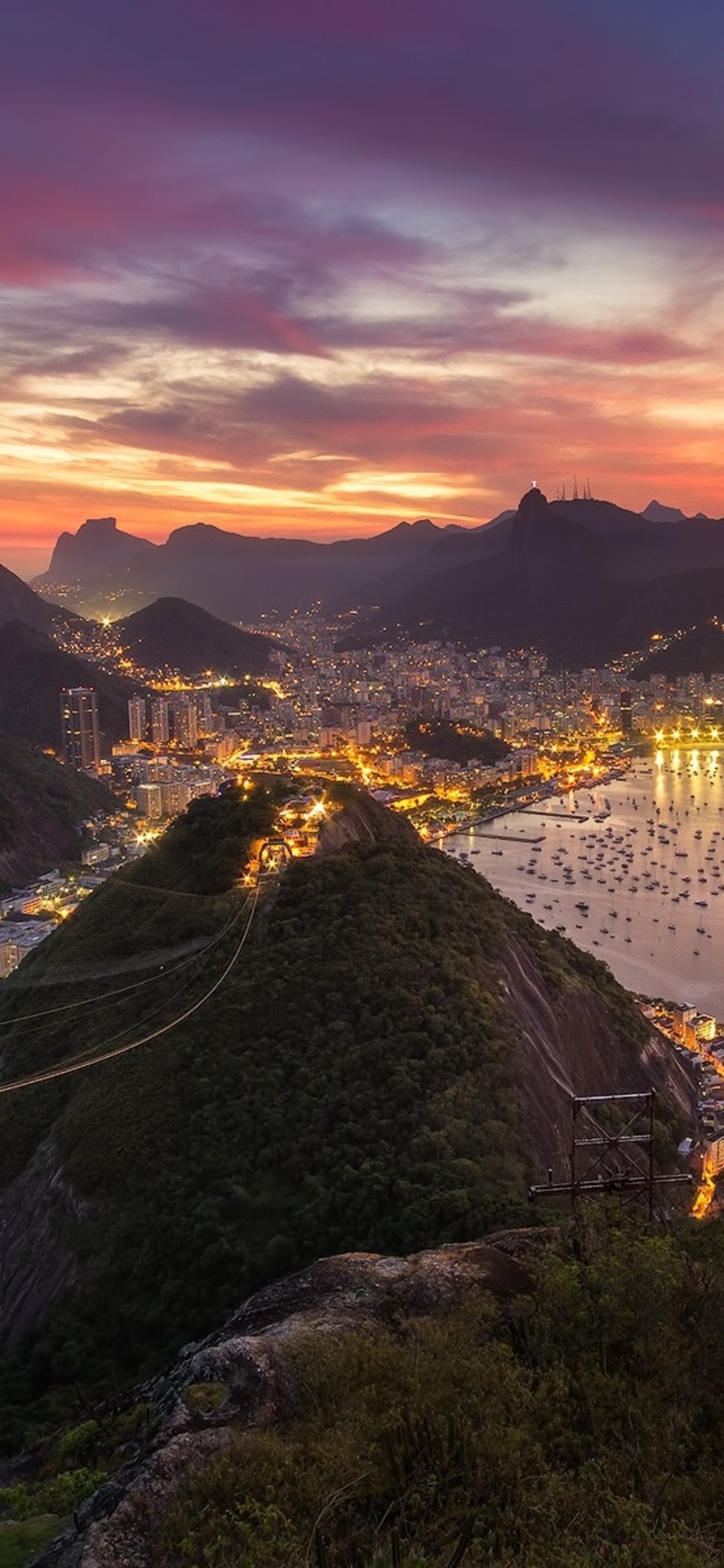 Rio de Janeiro, Cityscape, Evening sunset, iPhone wallpapers, 1130x2440 HD Handy