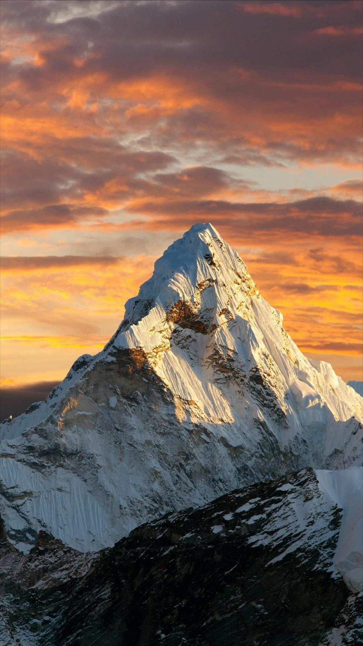 Mount Everest: The highest elevation above sea level on planet Earth, Chomolungma. 1200x2140 HD Background.