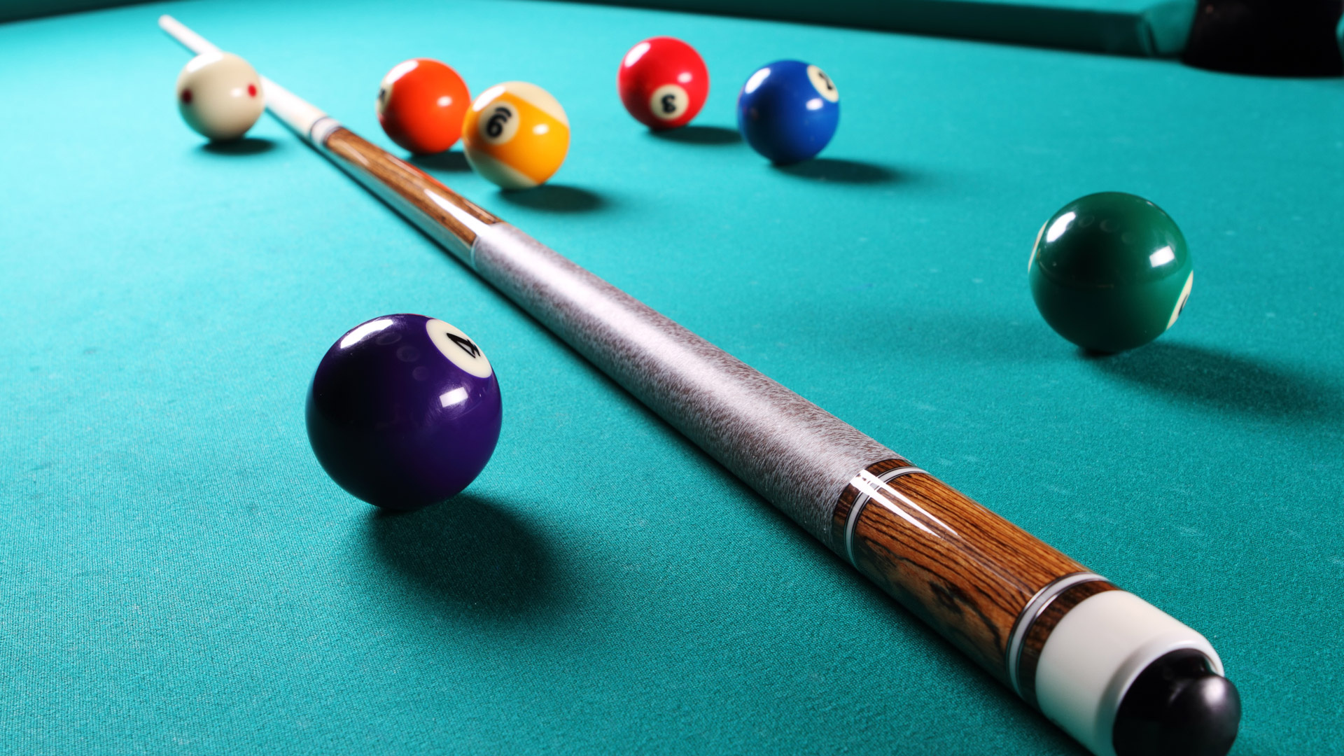 Billiards: Eight-ball cue game, The most common style played around the world by professionals. 1920x1080 Full HD Wallpaper.