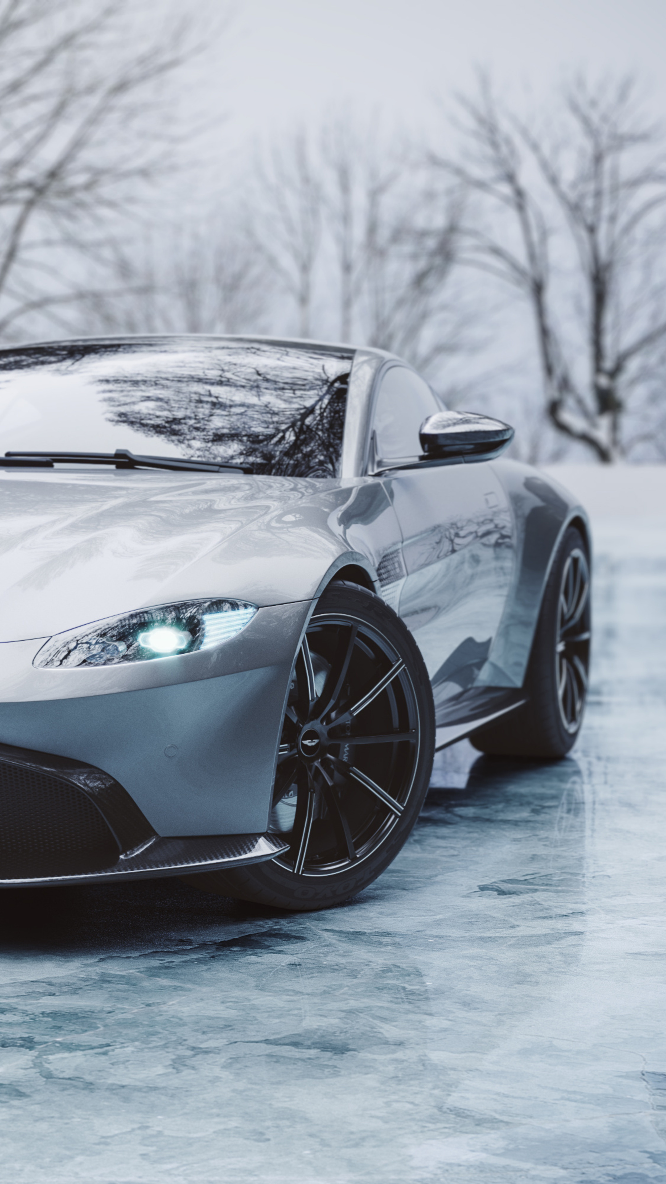 Aston Martin Vantage, Icy cold beauty, Xperia XZ wallpapers, Premium HD backgrounds, 2160x3840 4K Phone