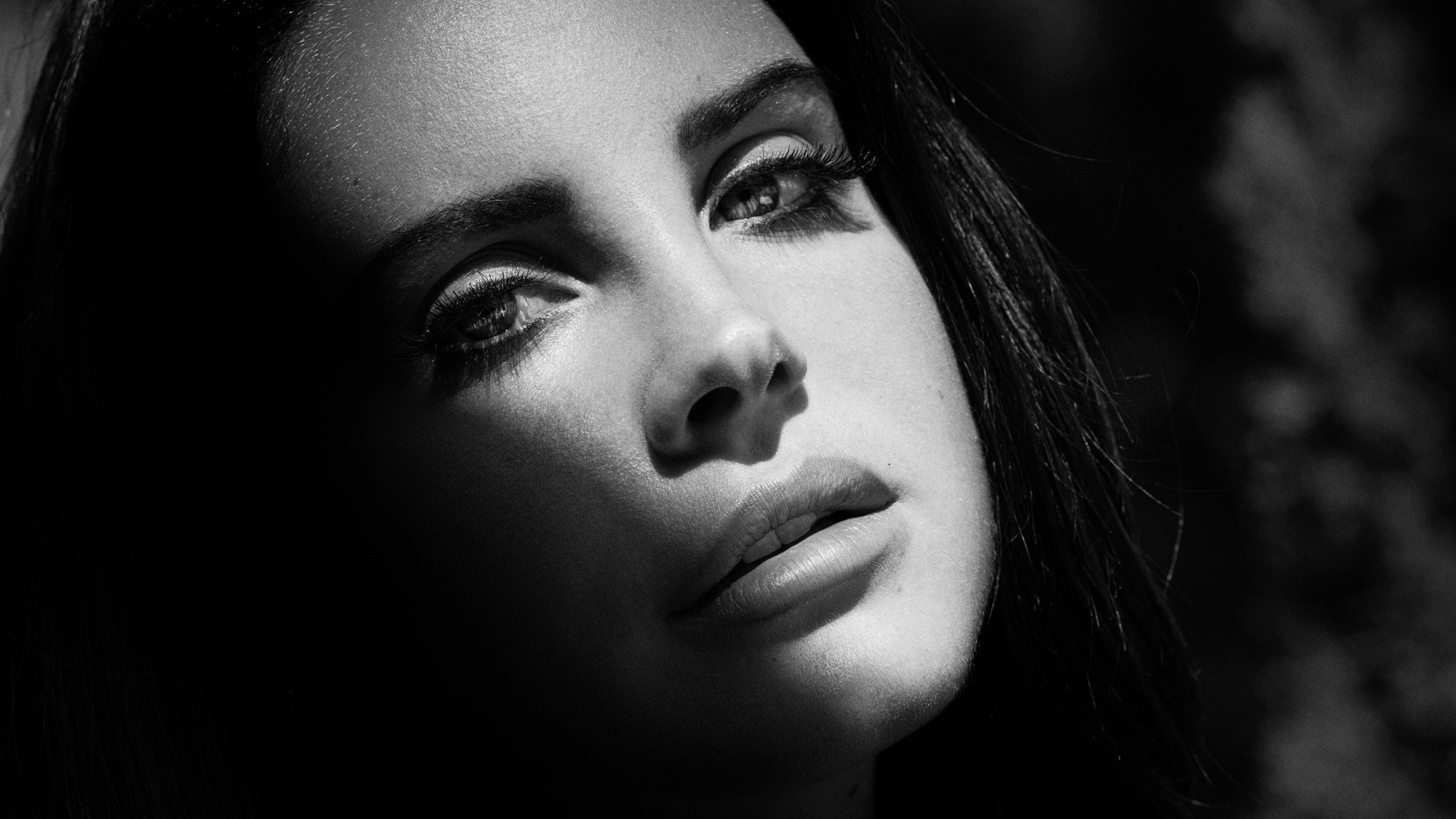 Lana Del Rey: An American singer-songwriter, Young and Beautiful, Monochrome. 3840x2160 4K Wallpaper.