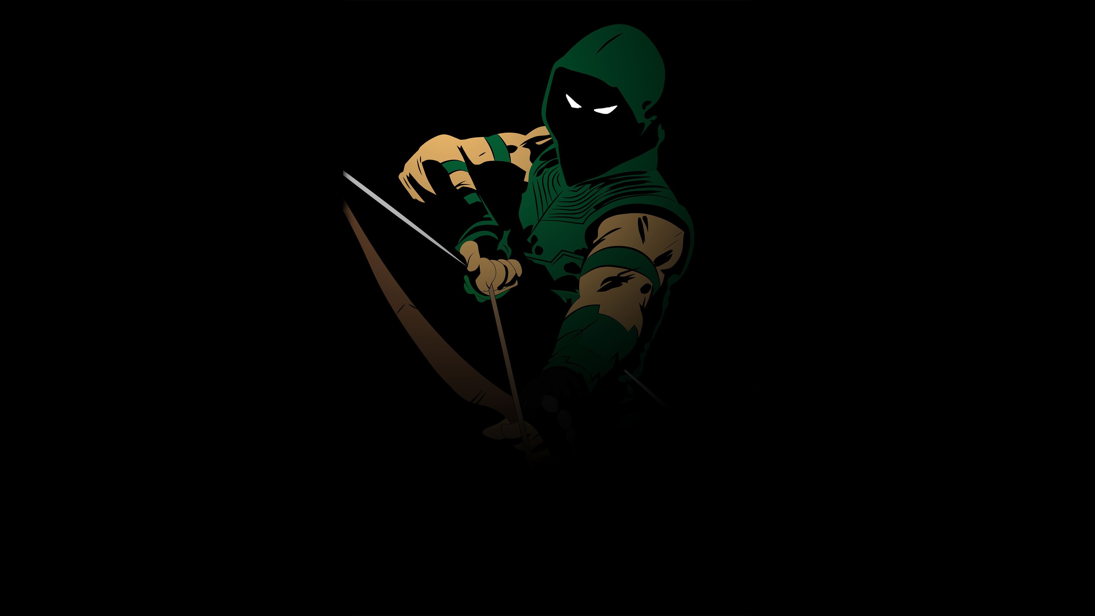 Green Arrow and Flash: An archery-themed analog of the very popular character Batman, Minimalistic fan art. 3840x2160 4K Wallpaper.