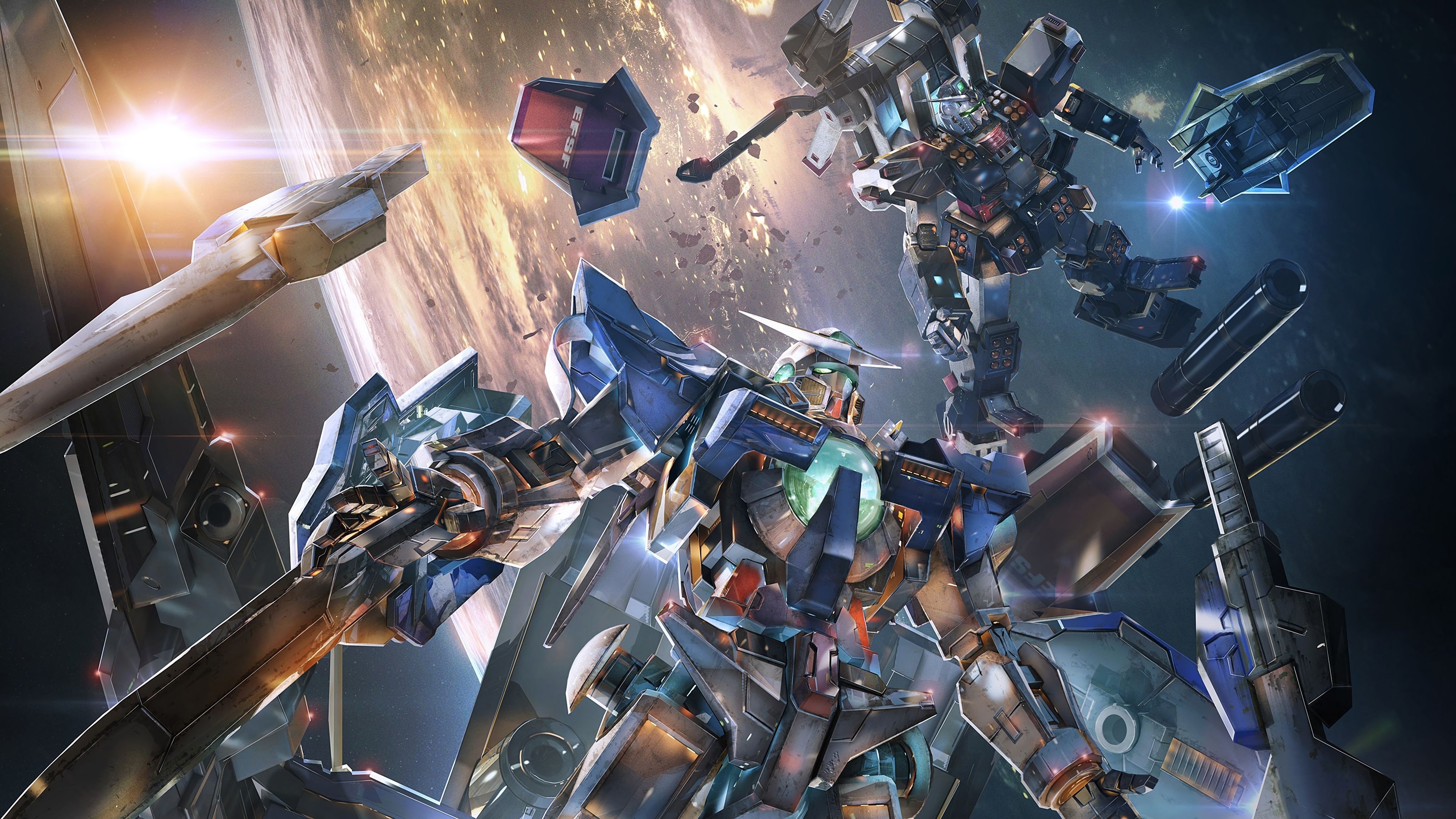 Gundam, Mecha warfare, Futuristic world, Stunning visuals, 3840x2160 4K Desktop