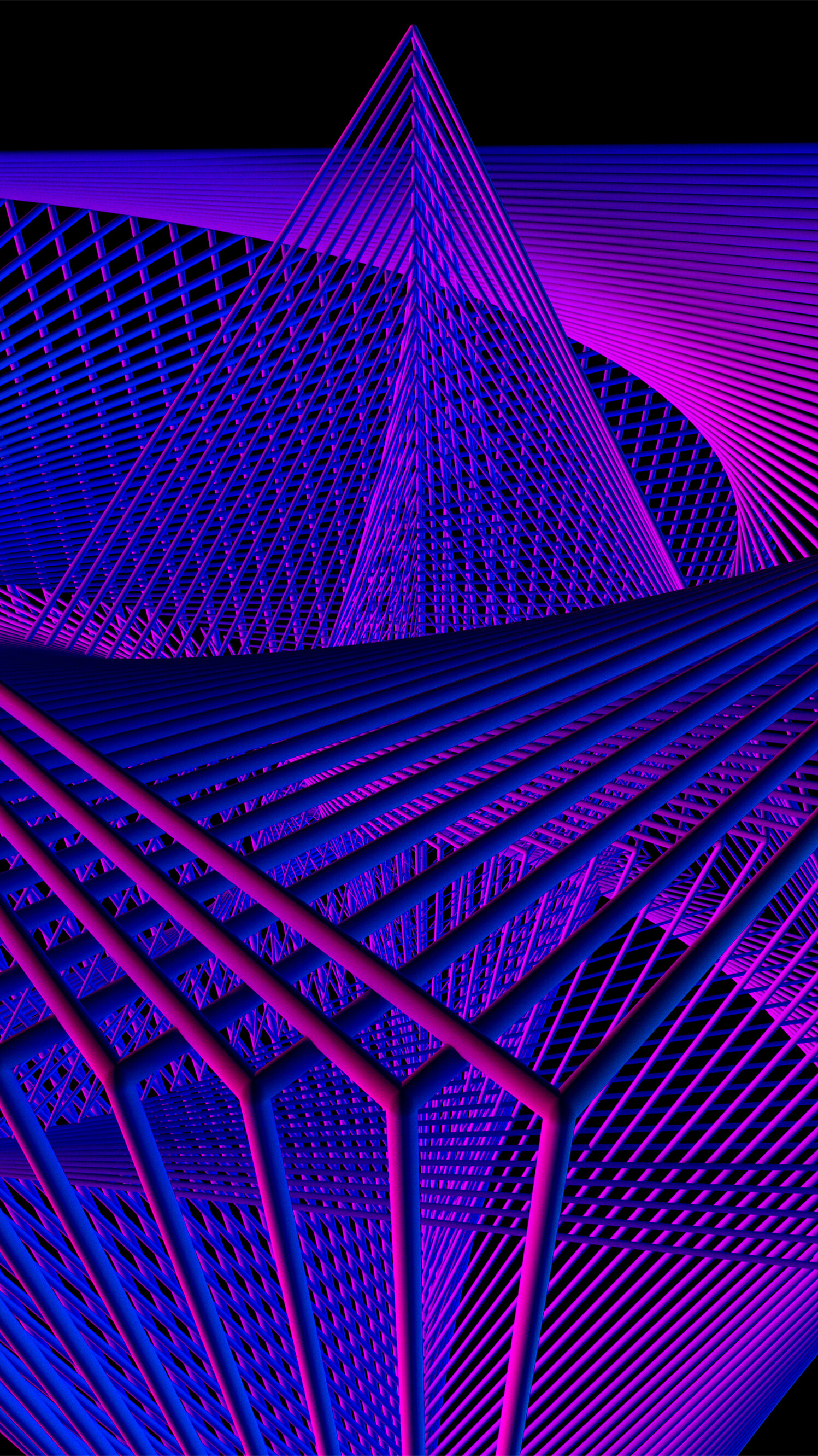Geometry: Three-dimensional design, Purple and blue lines, Grid. 1500x2670 HD Wallpaper.
