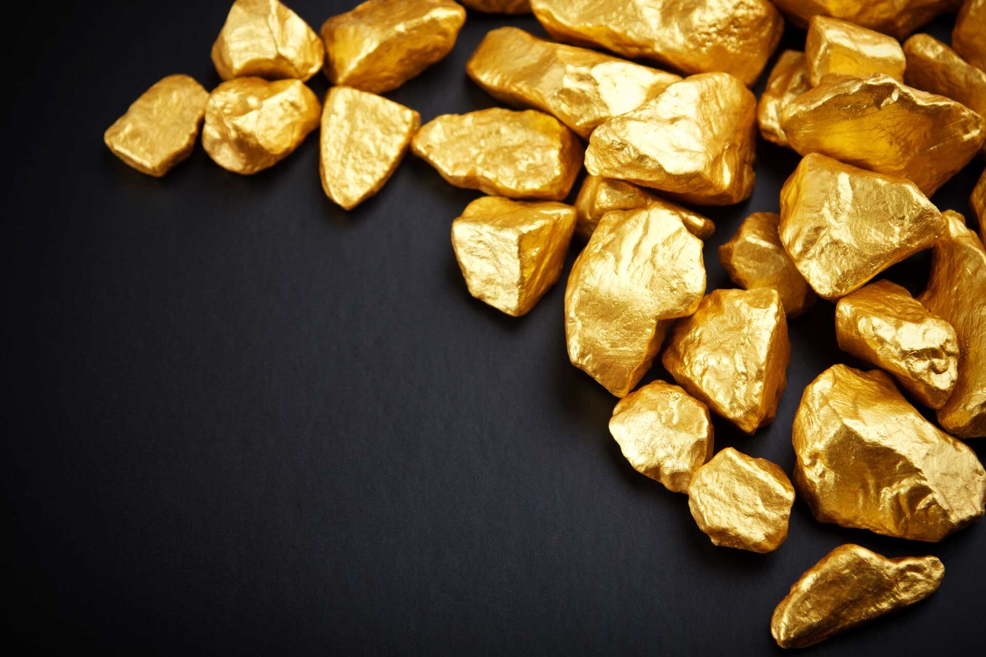 Gold: A slightly reddish-yellow metal, Gold nuggets, A naturally occurring piece of native gold. 1920x1280 HD Background.