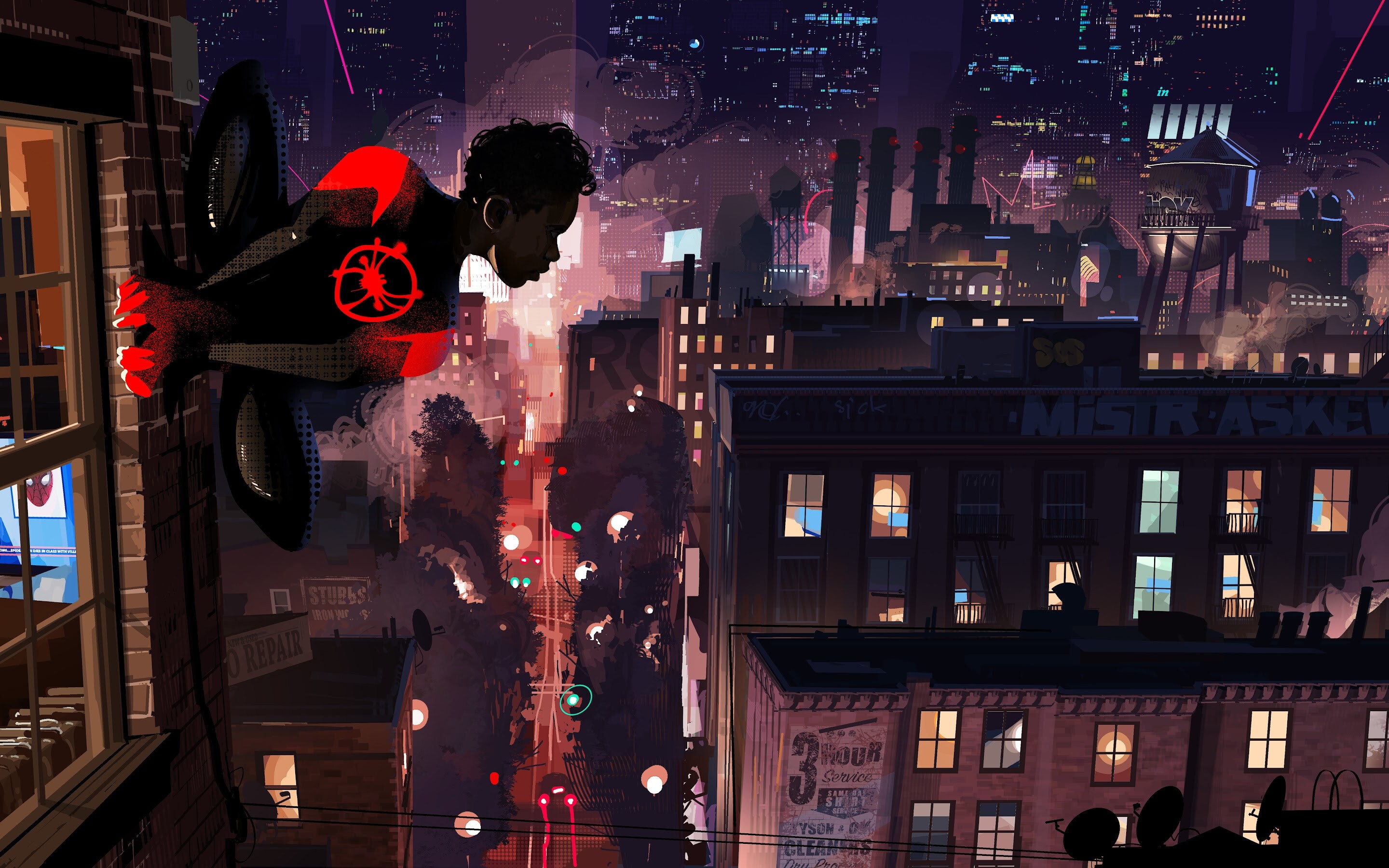 Spider-Man: Into the Spider-Verse: Miles Morales, a teenager who was bitten by a radioactive spider. 2880x1800 HD Background.