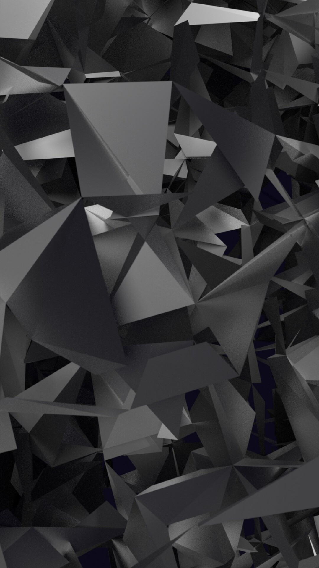 Geometric Abstract: Grey polygonal figures, Shadows, Trapezoids. 1080x1920 Full HD Wallpaper.
