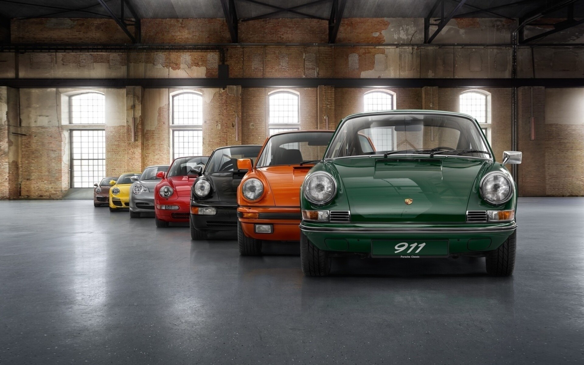 Porsche: Vintage Cars in Museum, High-performance rear-engined sports cars. 1920x1200 HD Wallpaper.