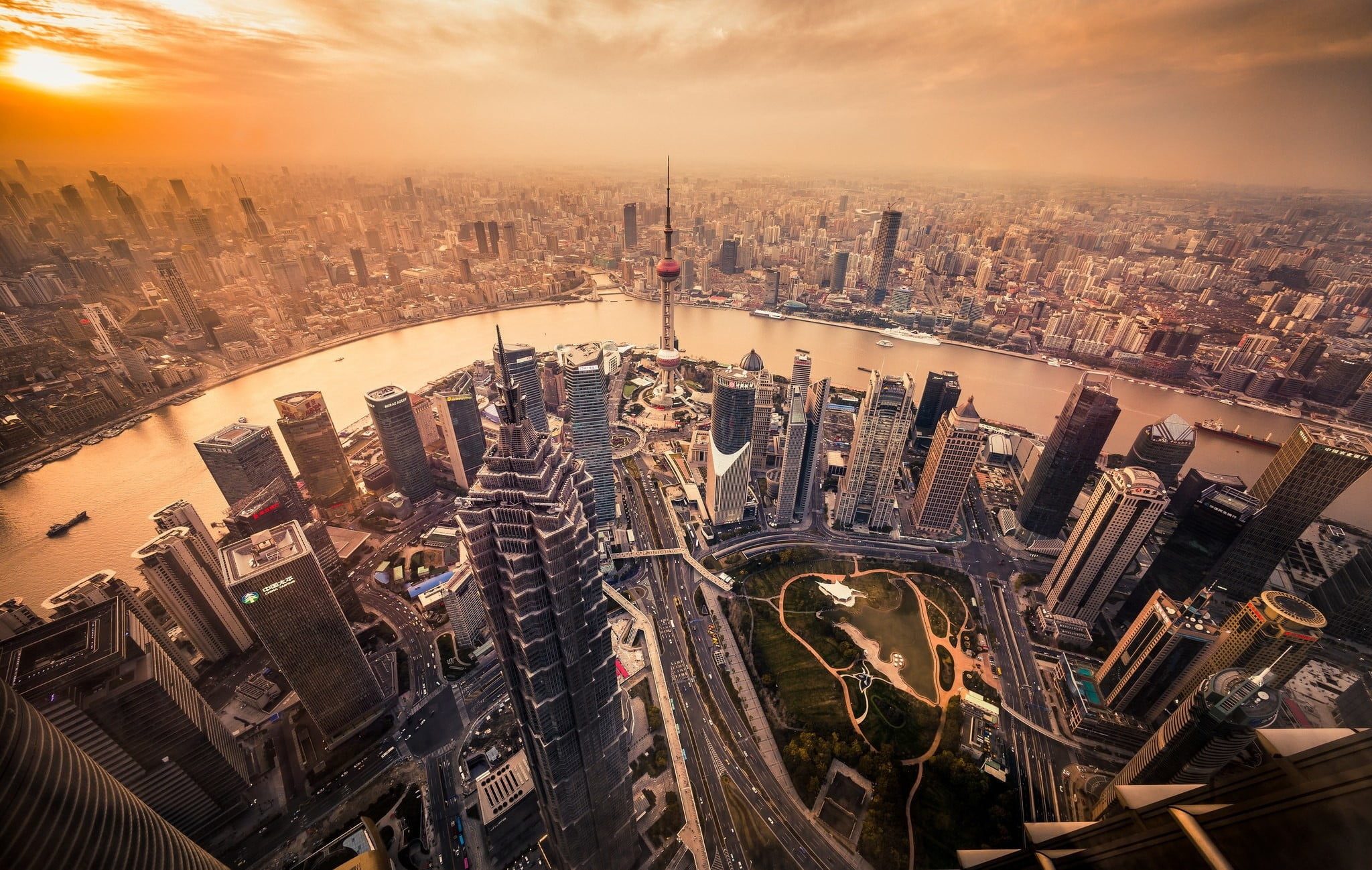 The Yangtze, Daylight in Shanghai, Cityscape photo, HD wallpaper, 2050x1300 HD Desktop