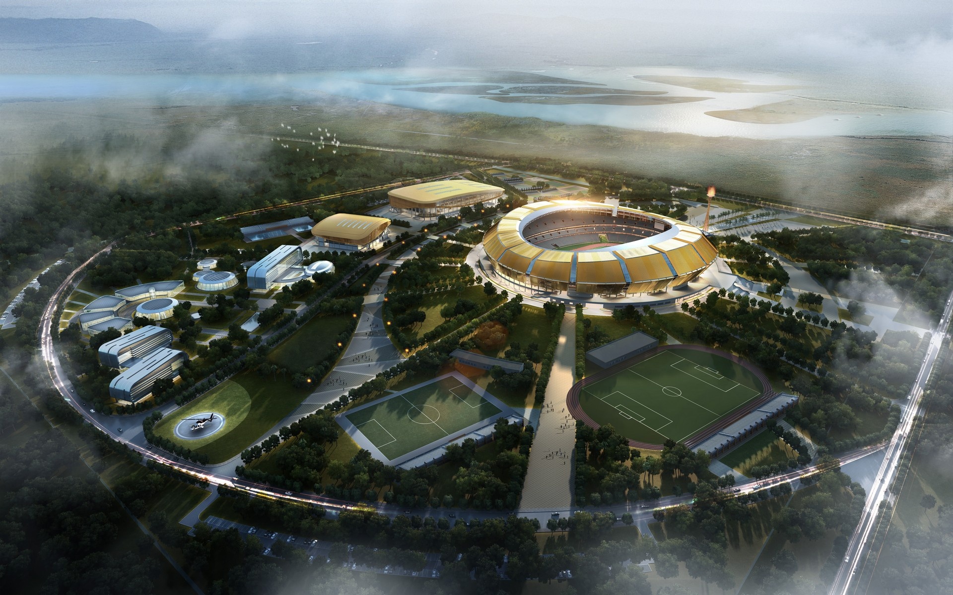 Brazzaville stadium, Architectural project, Modern structure, Urban development, 1920x1200 HD Desktop