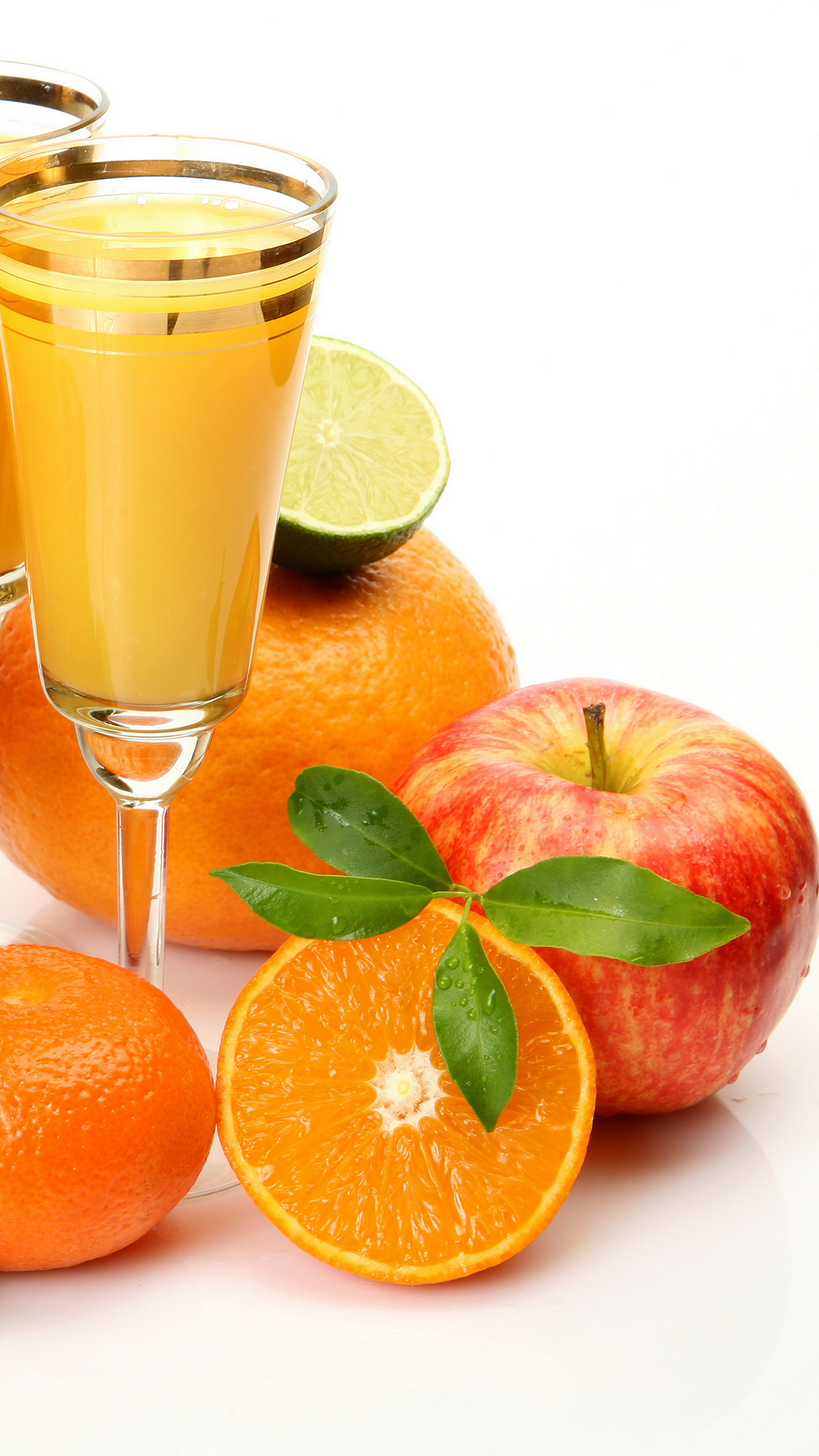 Fruit juice fusion, Apple and orange delight, Vibrant wallpaper, Refreshing sweetness, 1250x2210 HD Phone