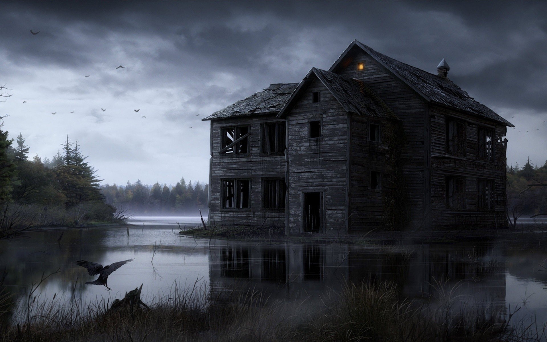 Monster house, Sinister creatures, Darkened rooms, Foreboding atmosphere, 1920x1200 HD Desktop