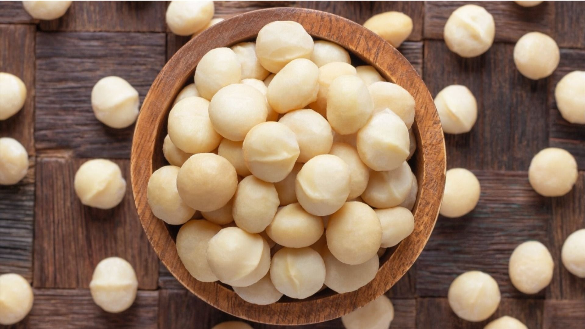 Macadamias: Australian native nuts, Known as the Queensland Nuts. 1920x1080 Full HD Background.