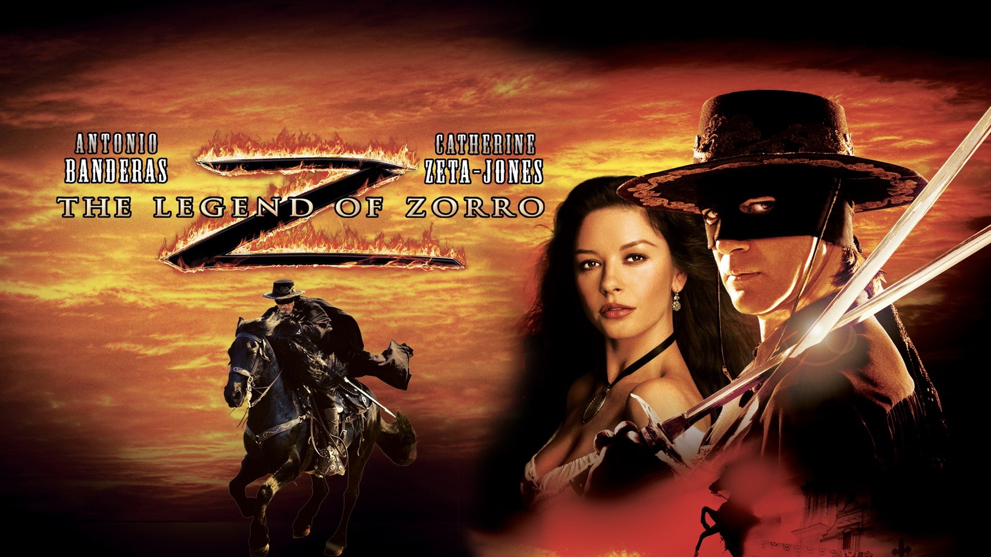 The Legend of Zorro: Antonio Banderas and Catherine Zeta-Jones reprise their roles as the titular hero and his spouse. 2000x1130 HD Wallpaper.