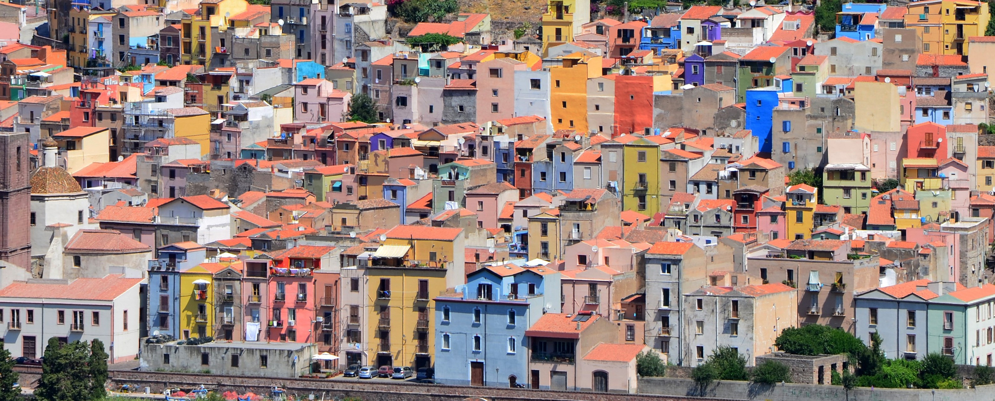 Bosa, Alghero's neighbor, Coastal beauty, Sardinian gems, 3190x1290 Dual Screen Desktop