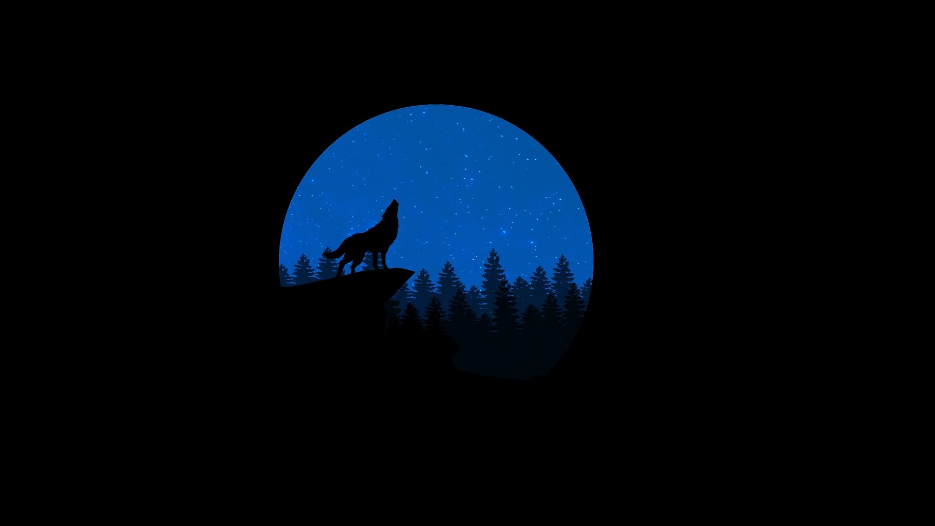 Howling wolf, Blue moon backdrop, Nighttime beauty, Serene atmosphere, 1920x1080 Full HD Desktop