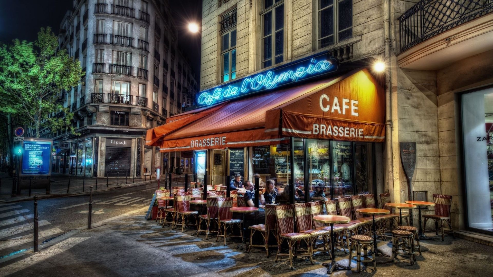 French cafe allure, Parisian charm, Sidewalk seating, Authentic atmosphere, 1920x1080 Full HD Desktop