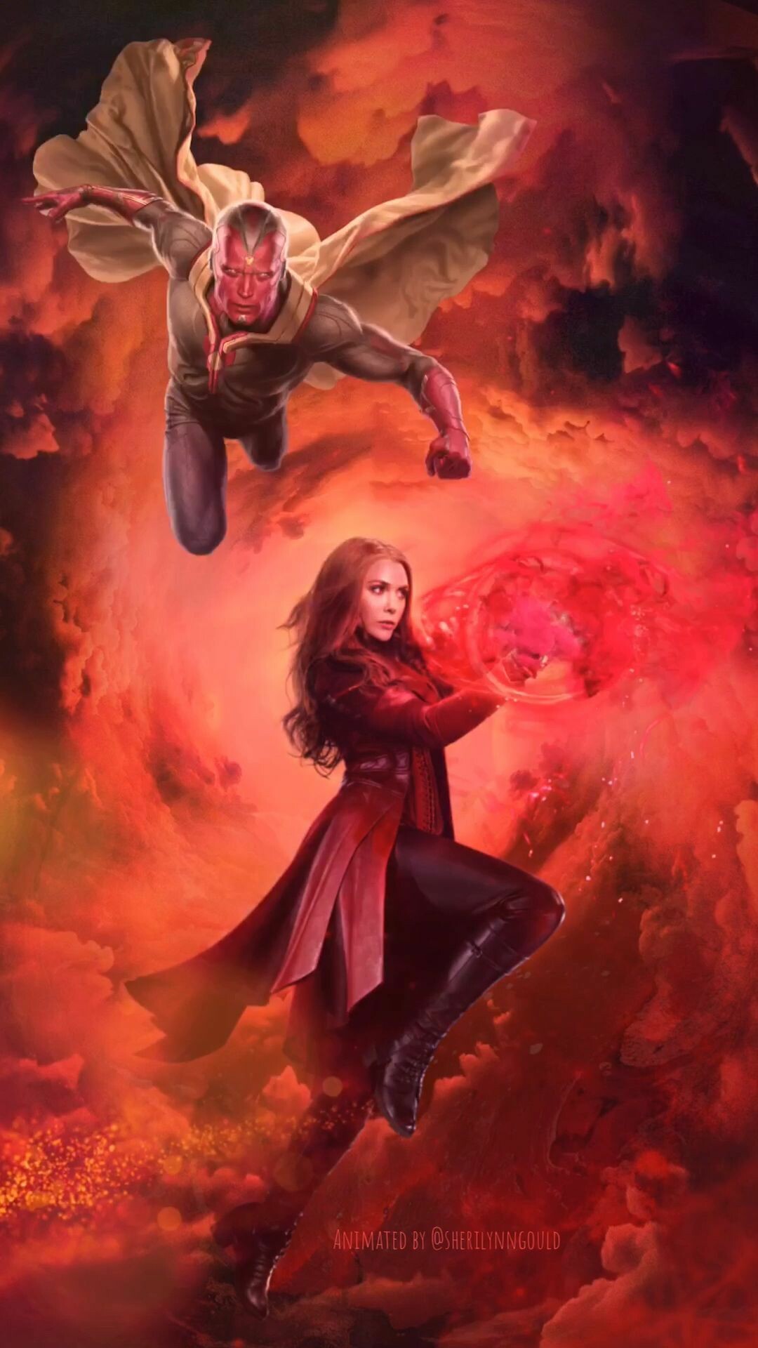 WandaVision: The series is a sequel to Avengers: Endgame, Elizabeth Olsen and Paul Bettany. 1080x1920 Full HD Background.