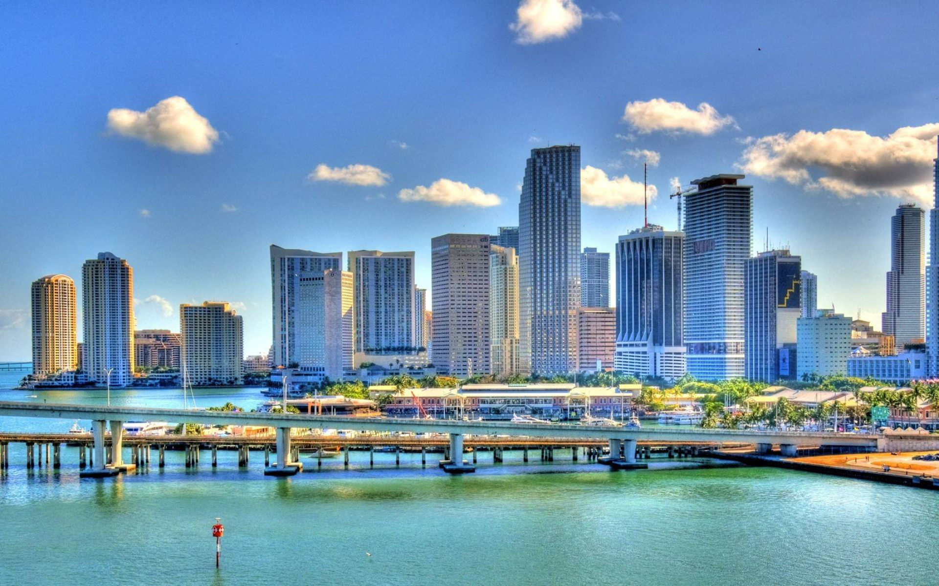 Miami Skyline, HDR summer cityscapes, American cities, Florida beauty, 1920x1200 HD Desktop