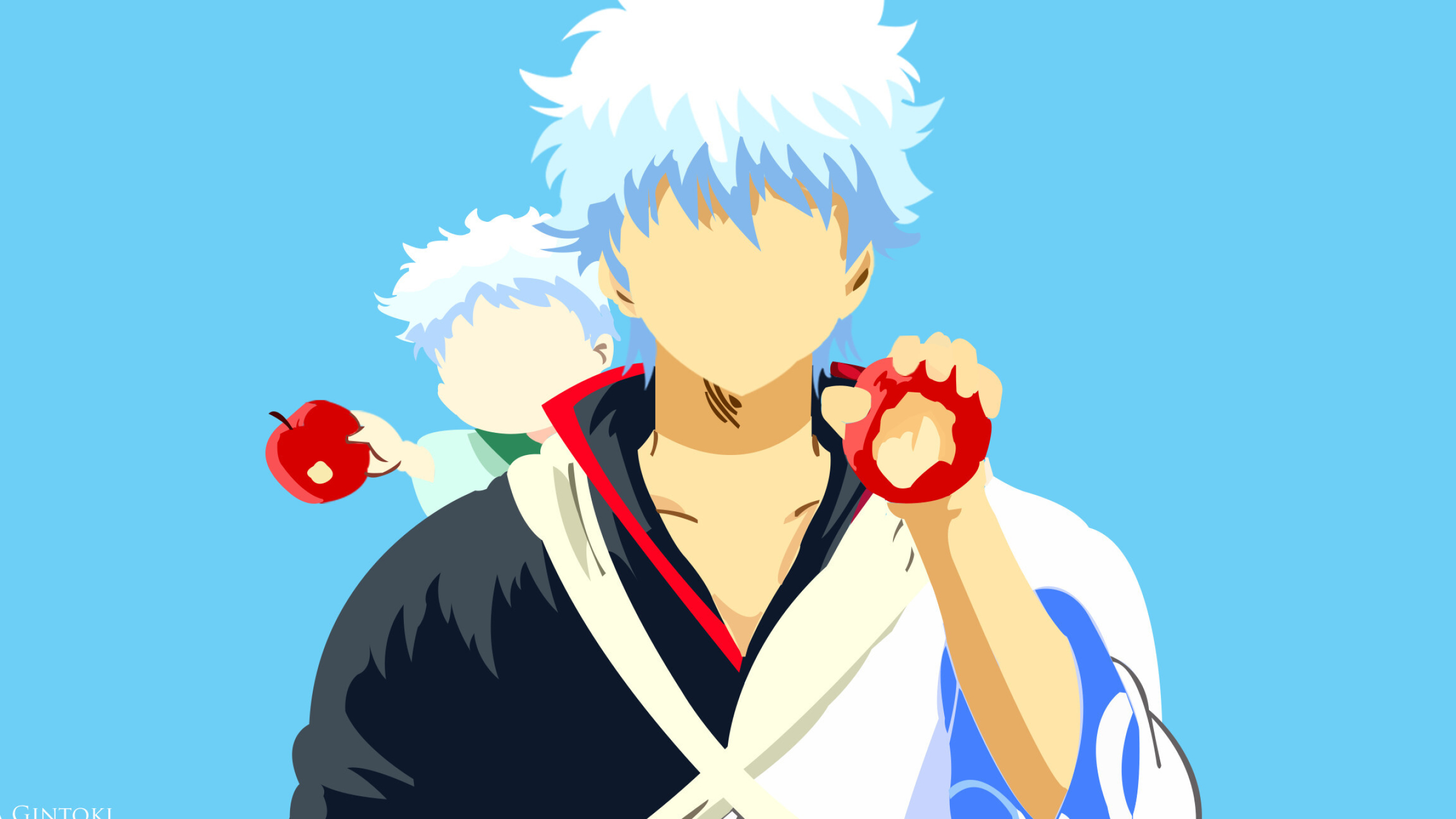 Gintoki Sakata: White demon, Capable of turning the tide of any battle, Called “The Ace” by Katsura and Takasugi. 2560x1440 HD Background.