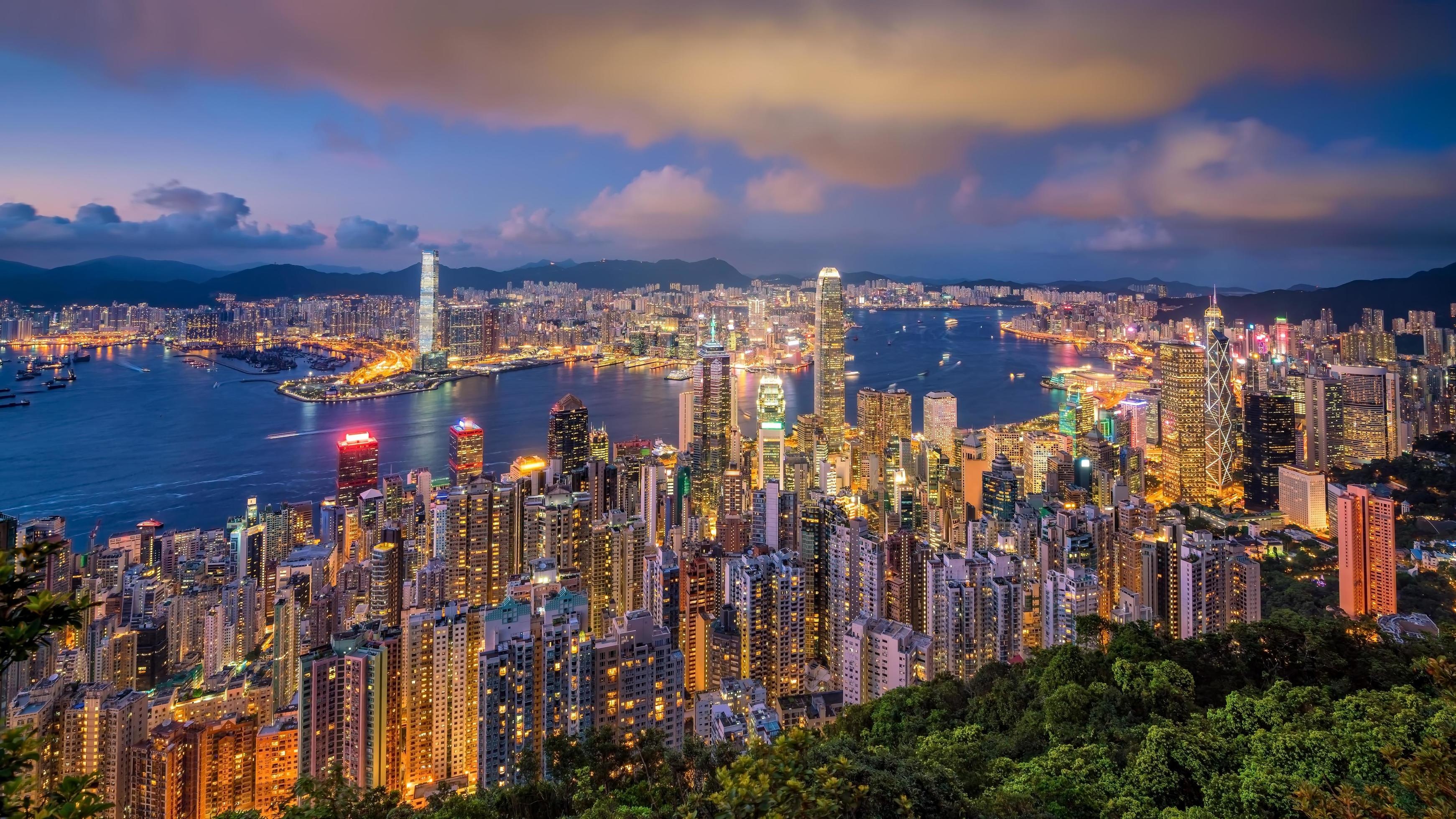 Hong Kong Skyline, Stunning stock photo, Vector's beauty, A city's charm, 3490x1960 HD Desktop