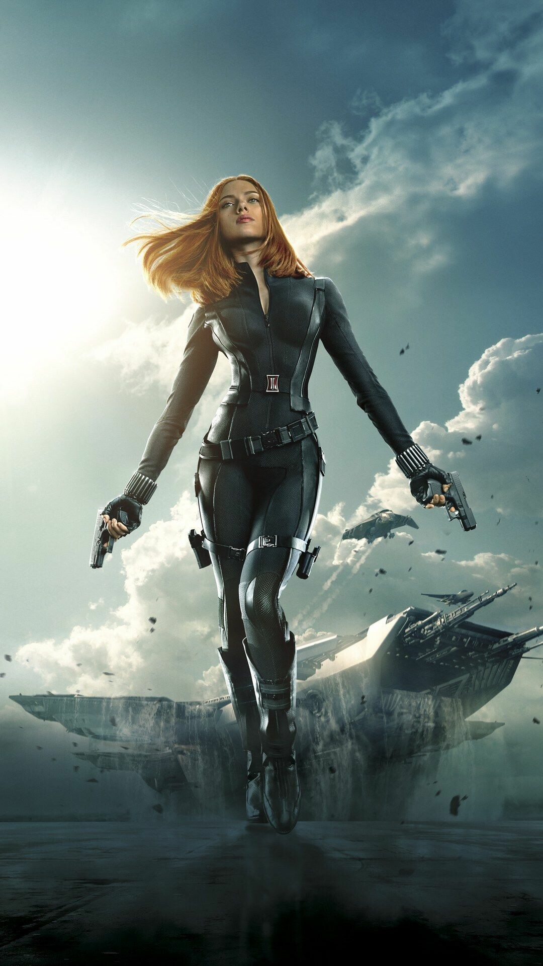 Marvel Girls: Scarlett Johansson, Black Widow, trained in the Red Room from childhood to be a KGB assassin. 1080x1920 Full HD Background.