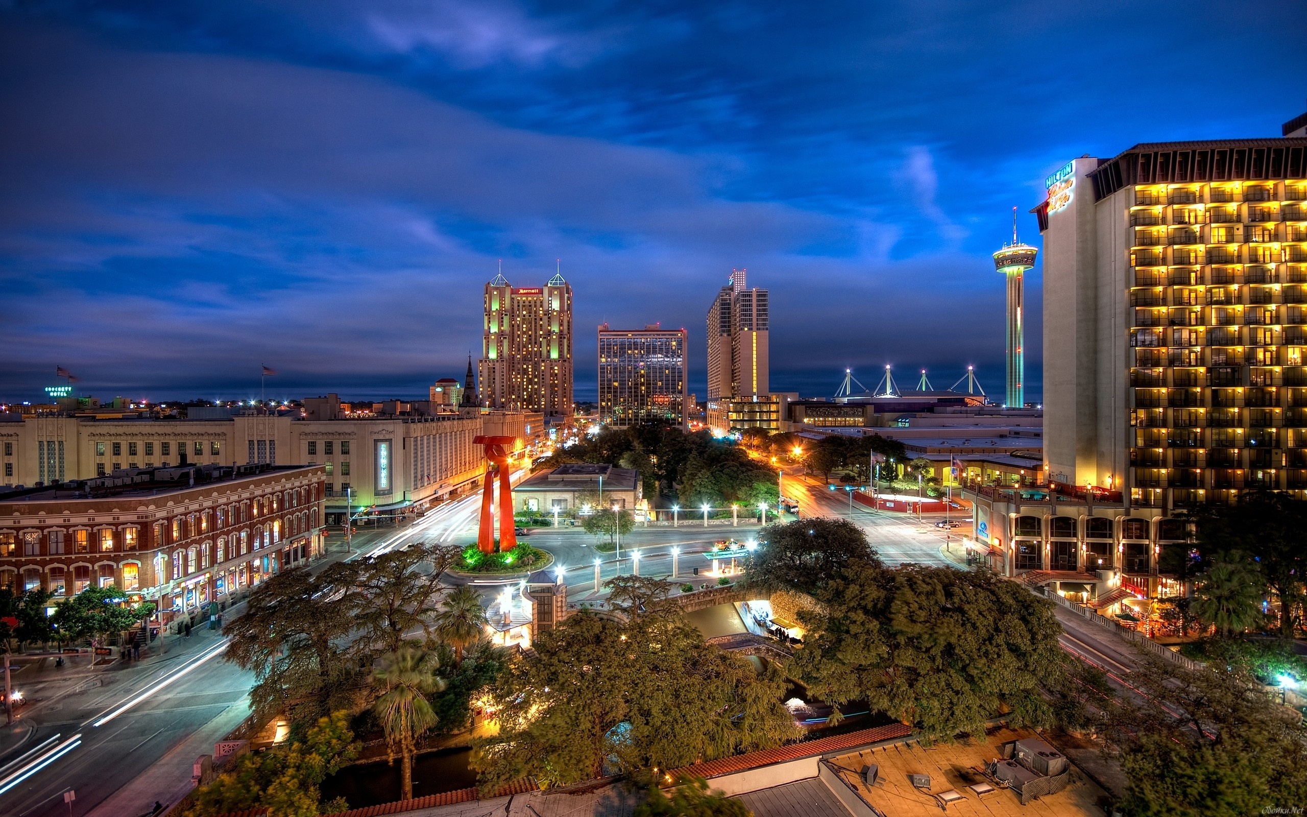 San Antonio Skyline, Nighttime allure, Towering skyscrapers, Urban metropolis, 2560x1600 HD Desktop