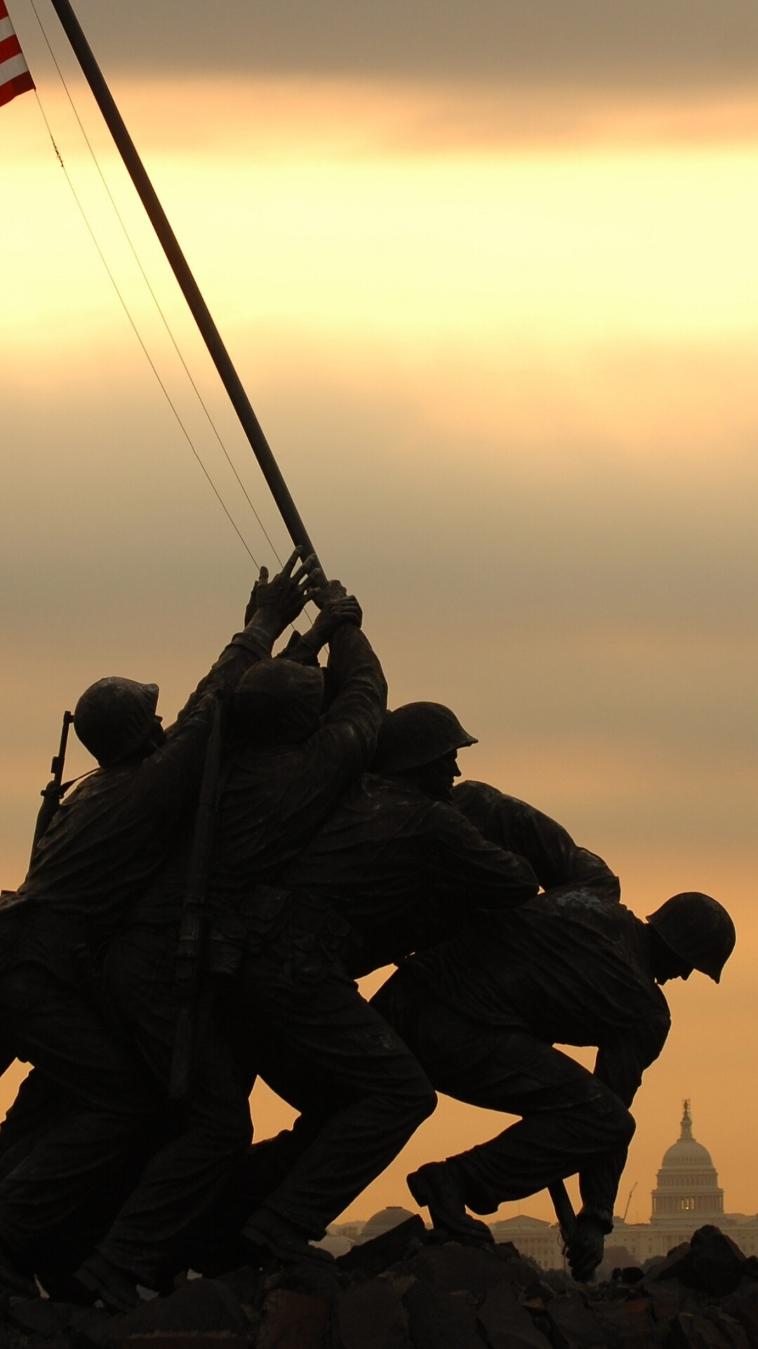 Memorial Day: Tribute to fallen soldiers, Arlington Marine Corps War Memorial. 1080x1920 Full HD Wallpaper.