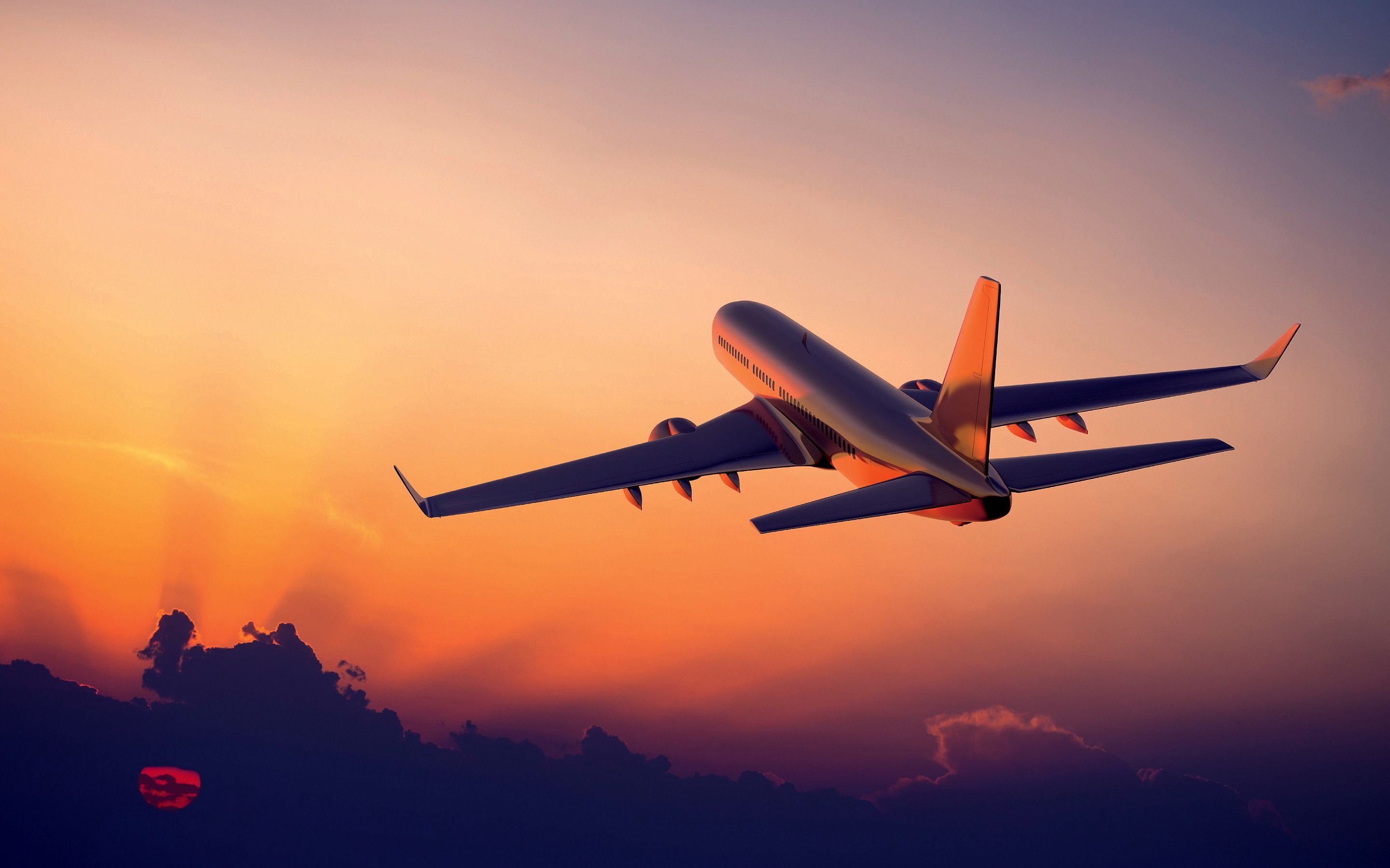 Airplane, Sunset wallpapers, Captivating skies, Serene sceneries, 2880x1800 HD Desktop