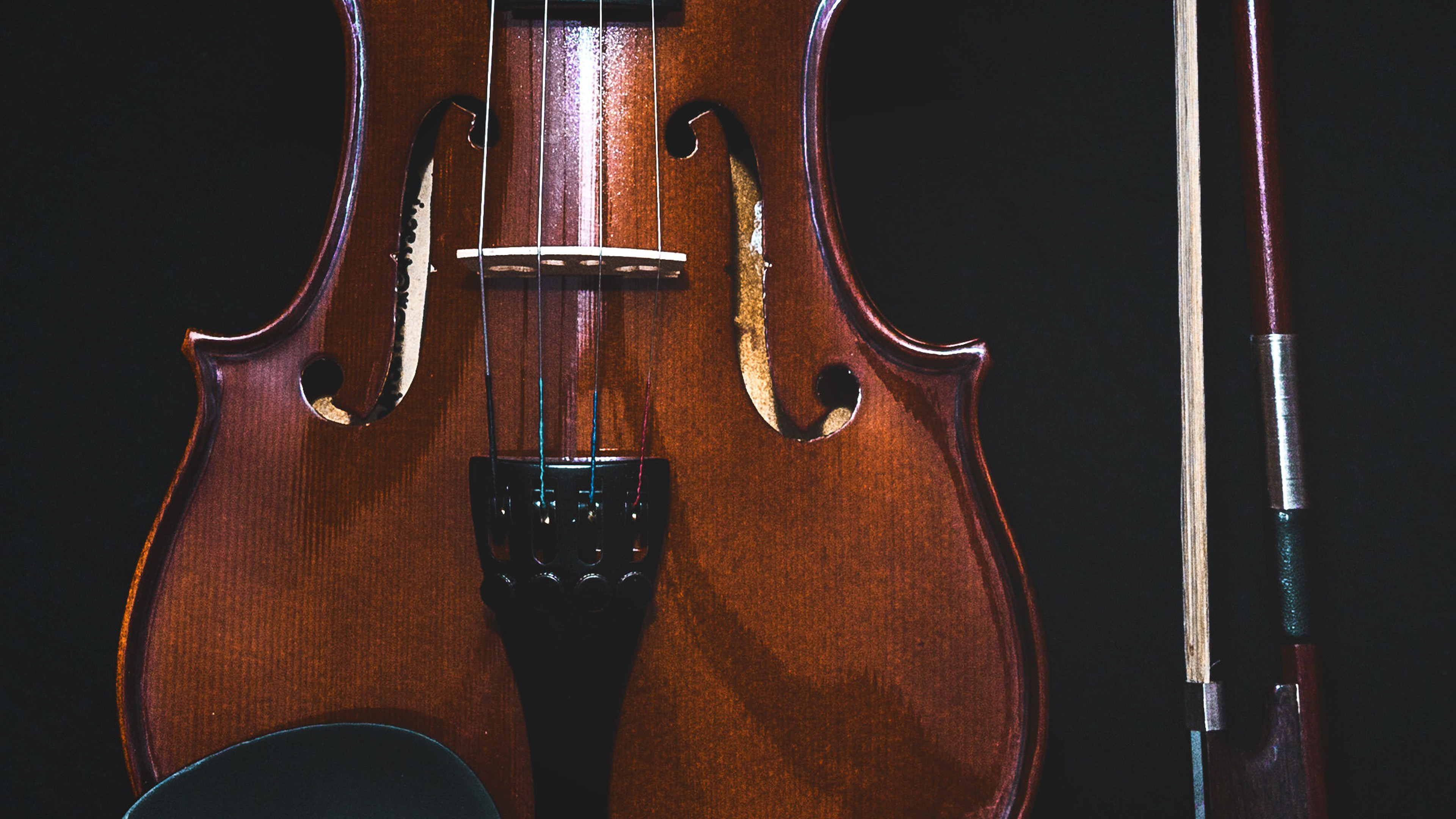 Viola: String Instrument That Is Bowed, Plucked, Or Played With Varying Techniques, Violin Family. 3840x2160 4K Background.